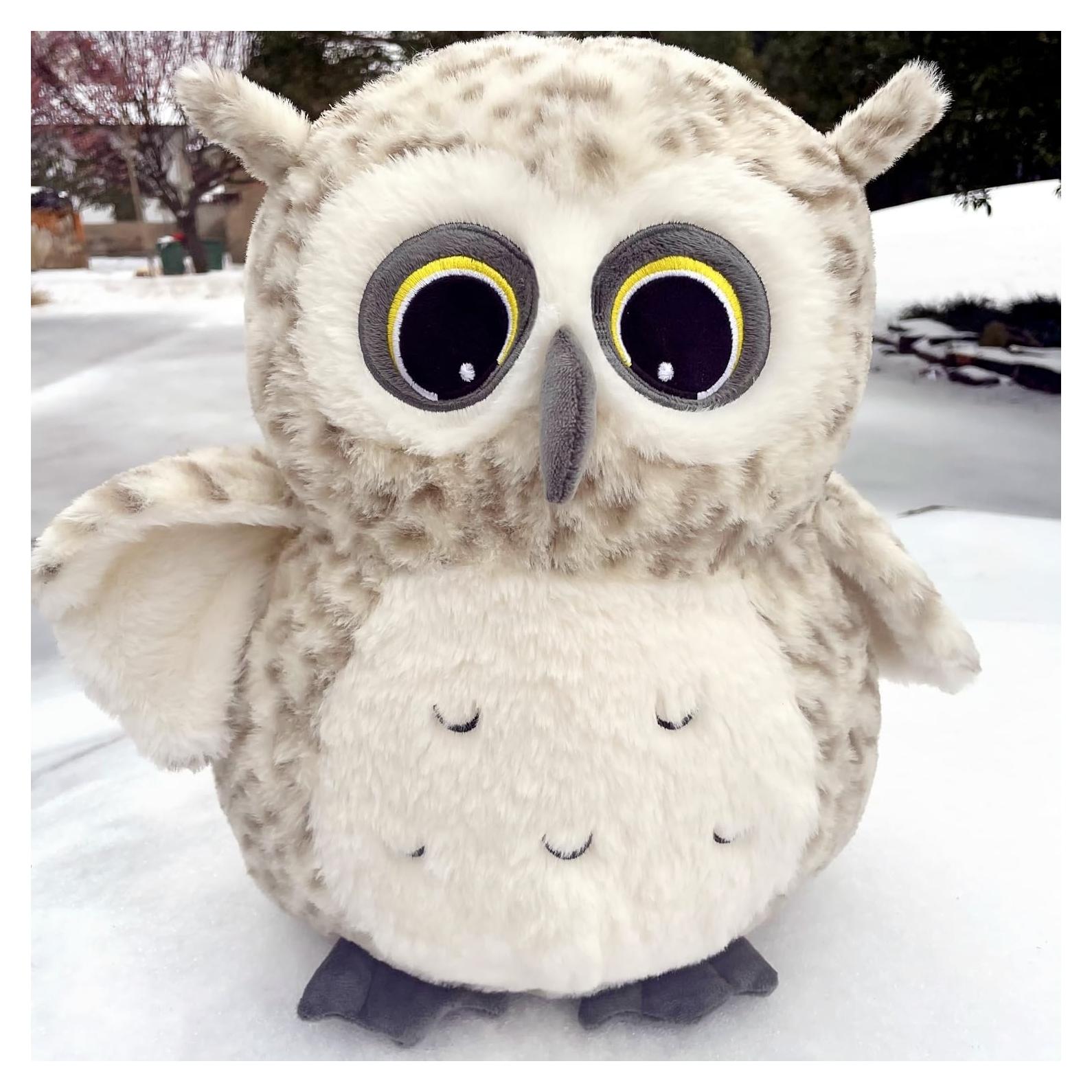 Búho de Peluche Ryttir 40 cm Blanco Suave y Abrazable