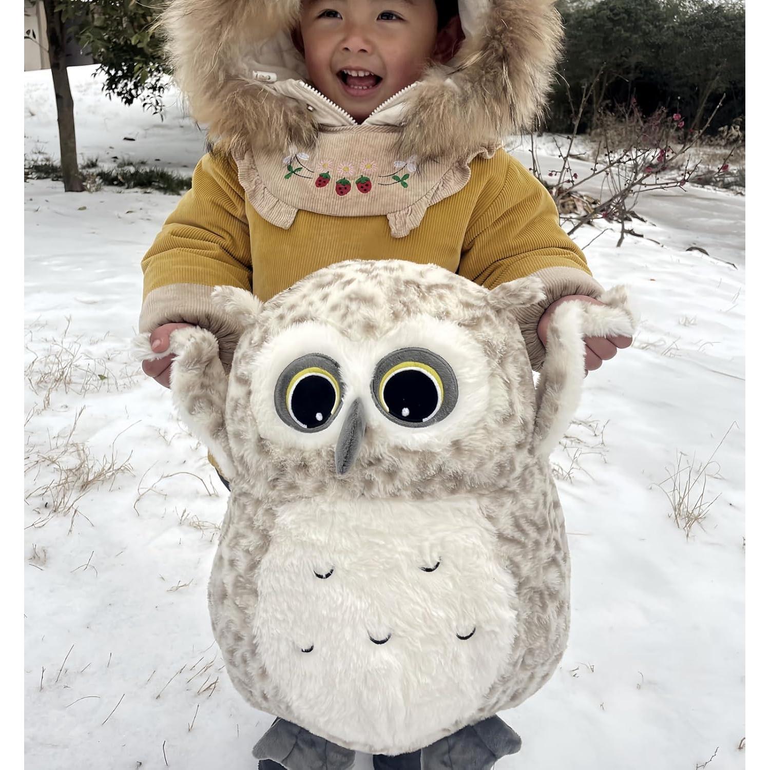 Búho de Peluche Ryttir 40 cm Blanco Suave y Abrazable