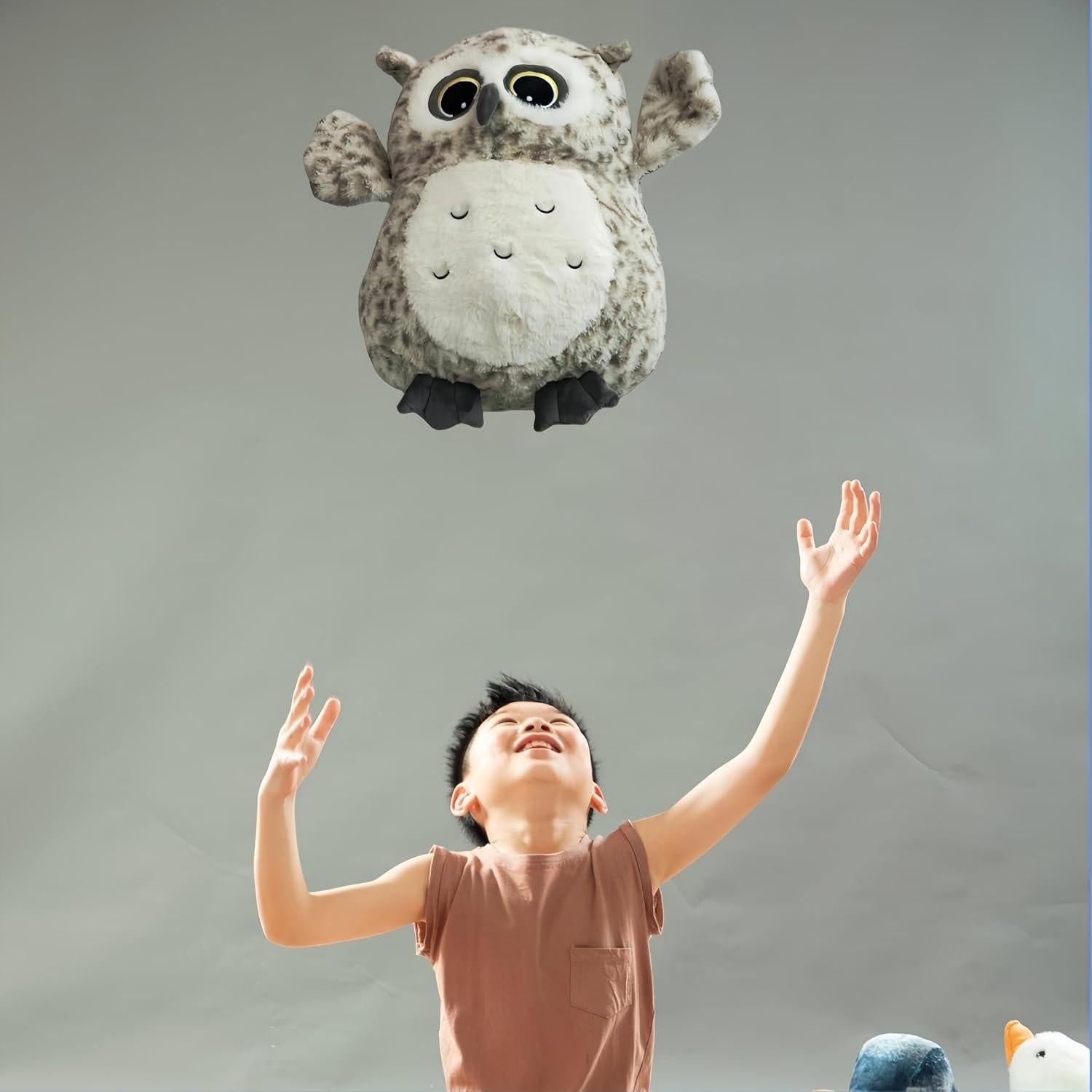 Búho de Peluche Ryttir 40 cm Blanco Suave y Abrazable