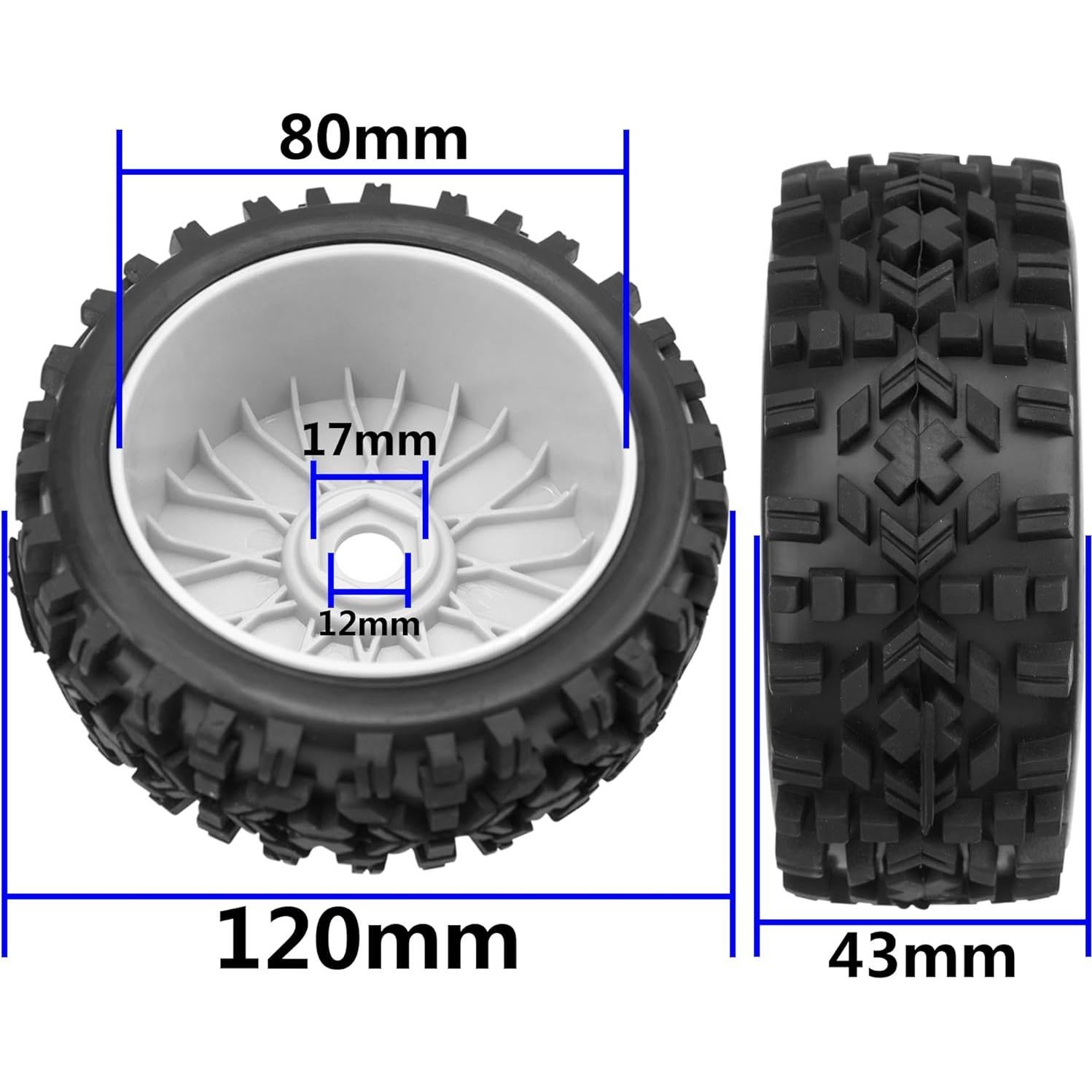 Ruedas y Neumáticos RC 1/8 ShareGoo Caucho 120mm 17mm Hex