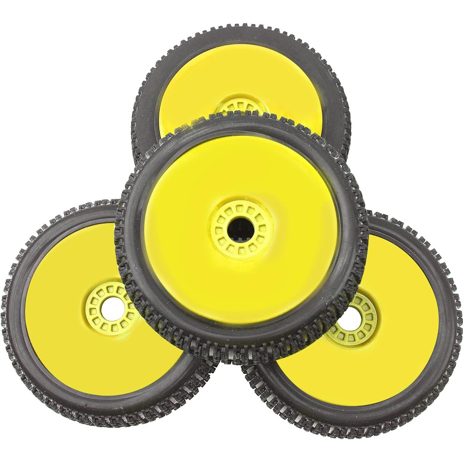 4 Neumáticos de Goma 1/8 HIRCQOO para Buggy RC Amarillo