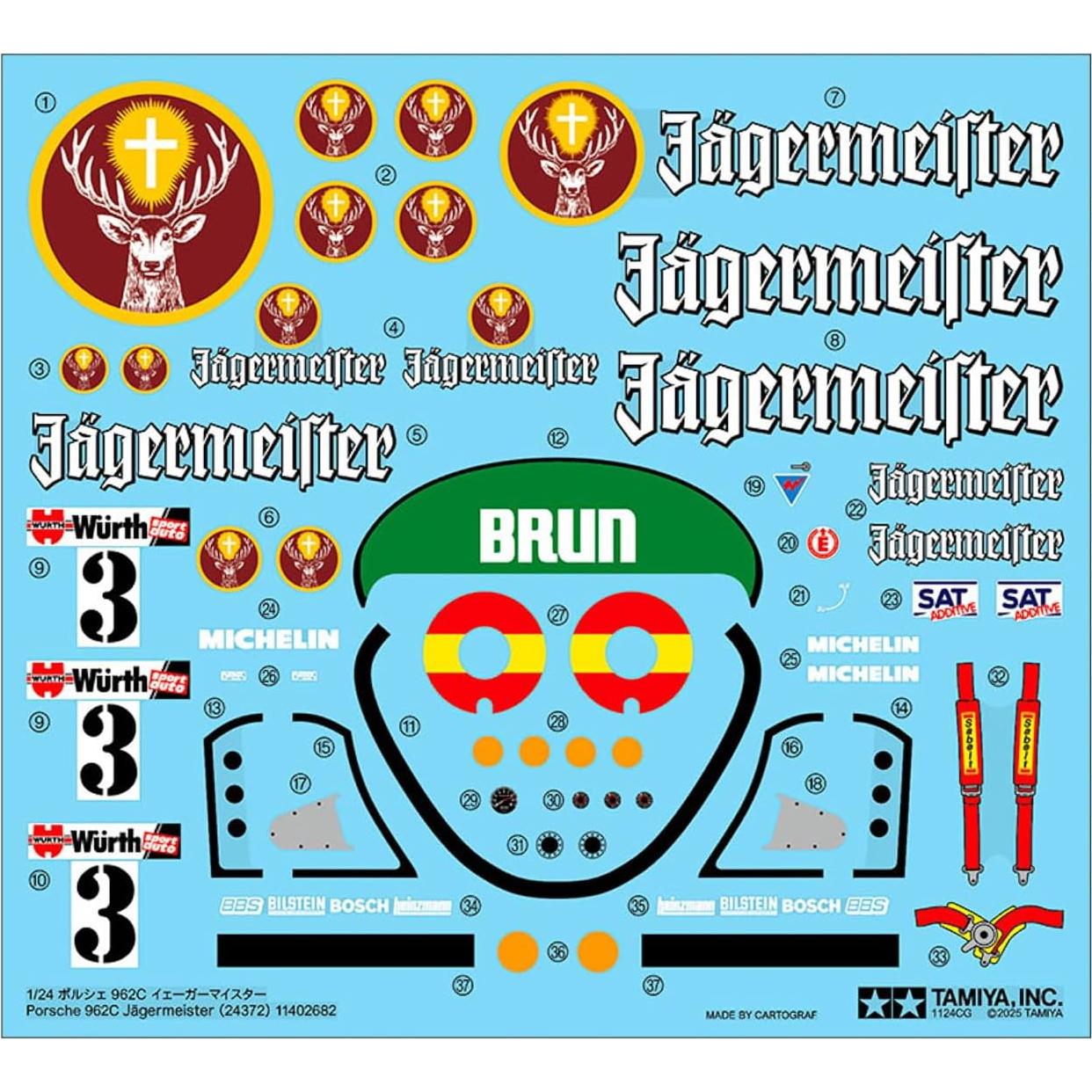 Kit de Construcción TAMIYA 24372 Porsche 962C Jägermeister 1:24