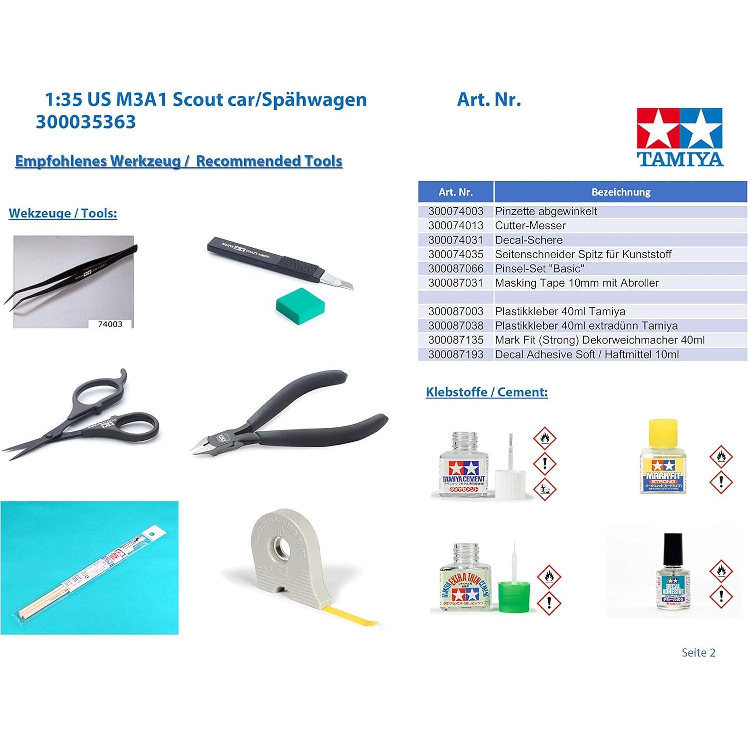 Kit de Modelo Tamiya 1/35 M3A1 Scout Car Plástico