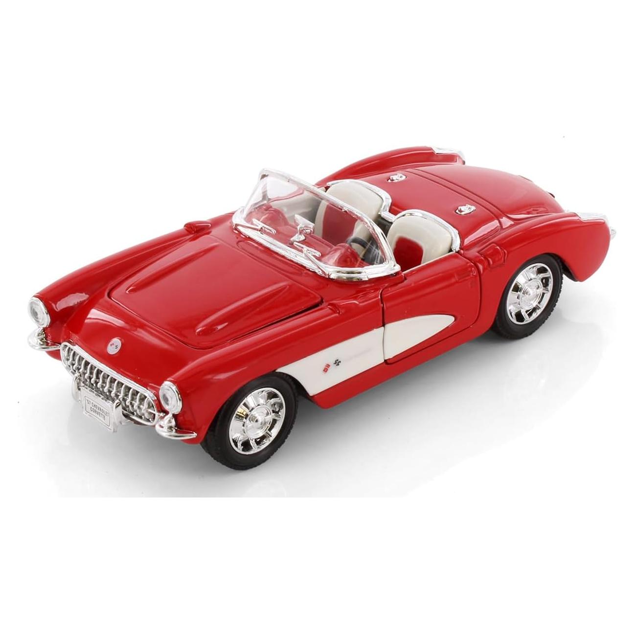 Coche Deportivo Convertible Corvette 1957 Rojo Welly 1/24