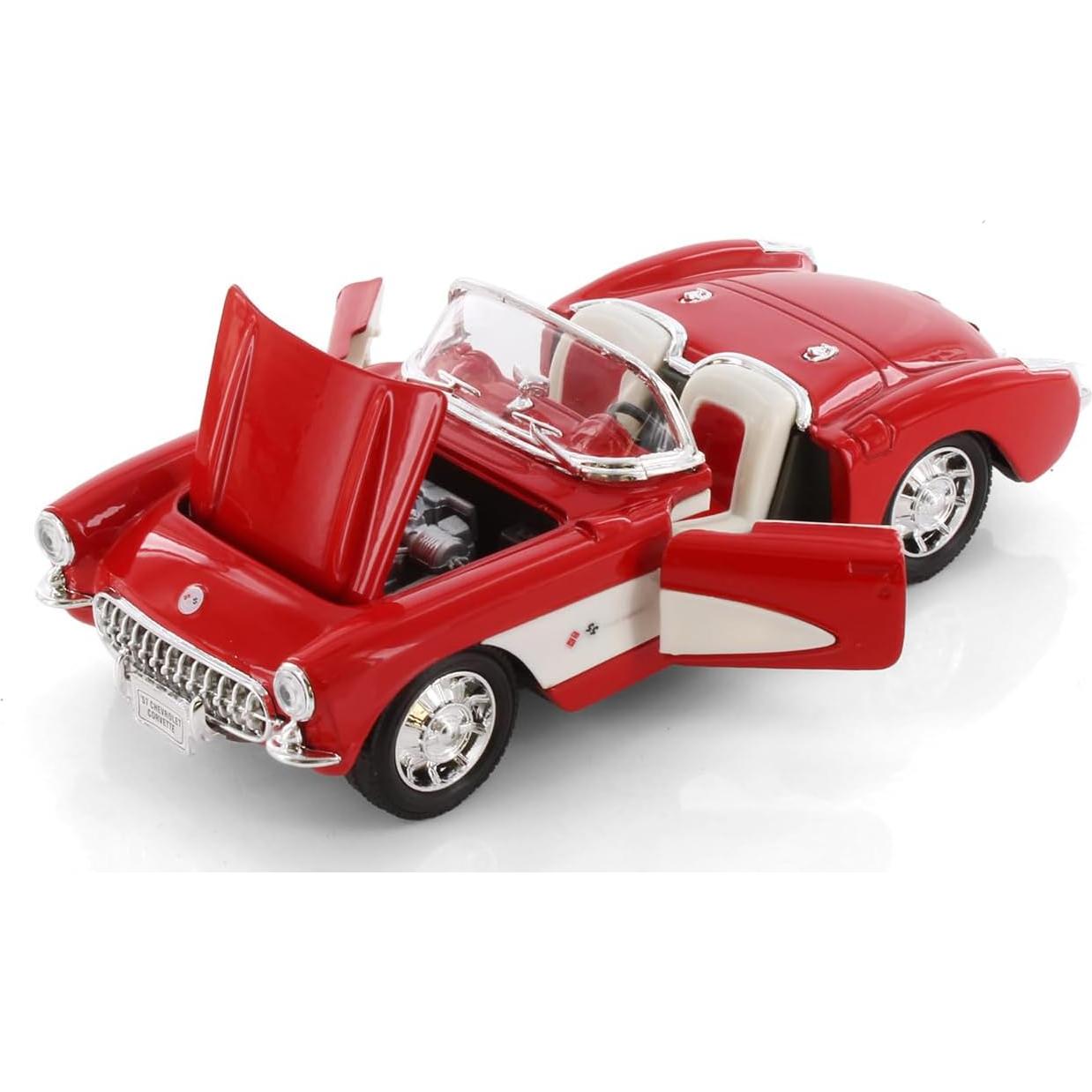 Coche Deportivo Convertible Corvette 1957 Rojo Welly 1/24