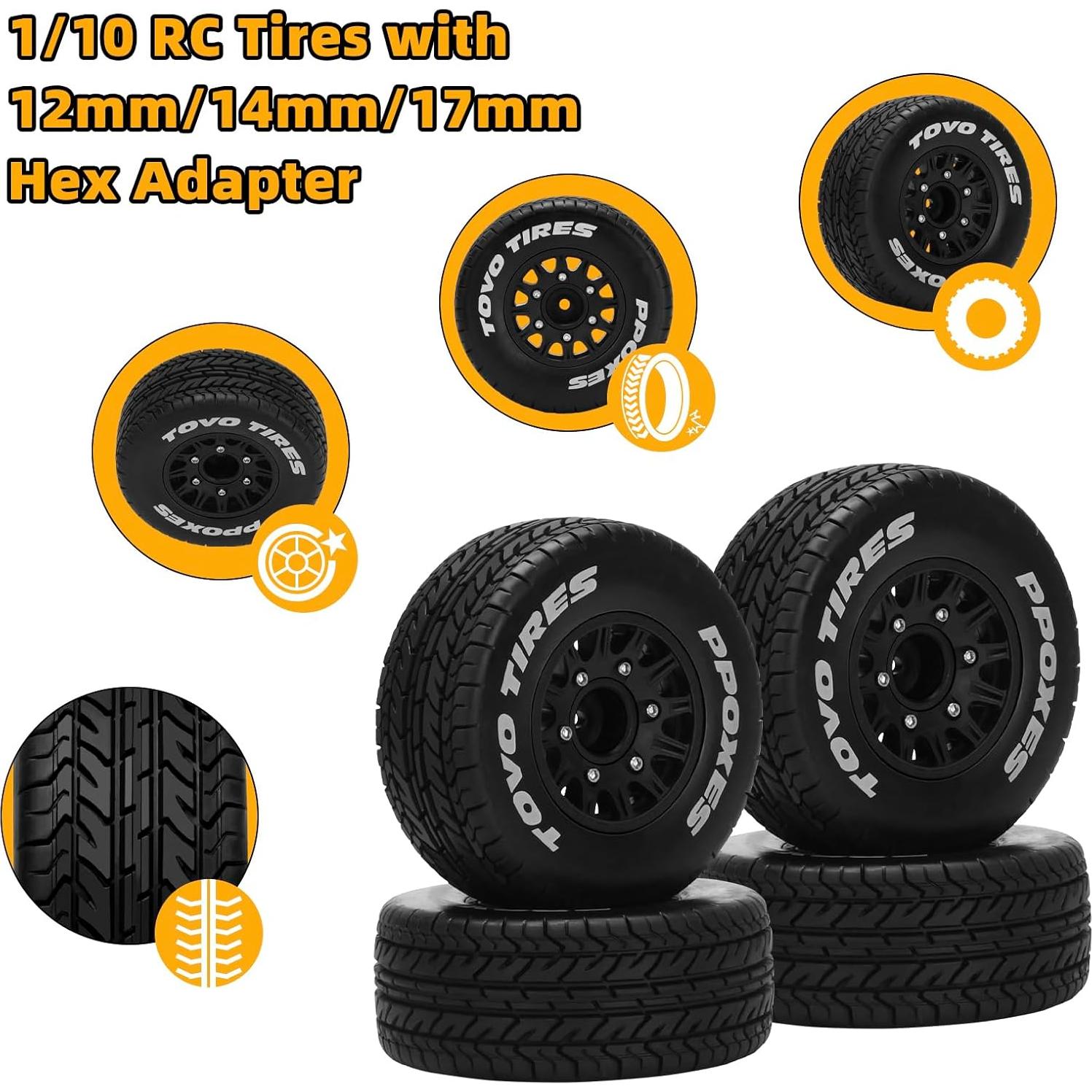 Ruedas y Neumáticos RC Daitoku 1/10 Hex 12/14/17mm - 4 Piezas