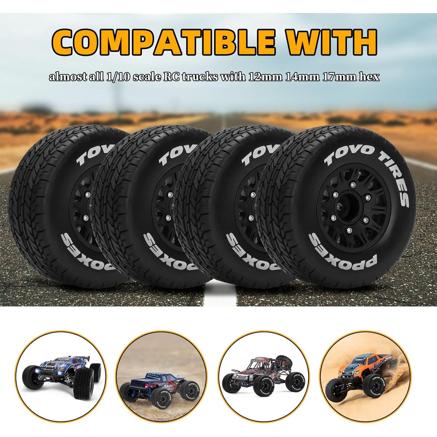 Ruedas y Neumáticos RC Daitoku 1/10 Hex 12/14/17mm - 4 Piezas