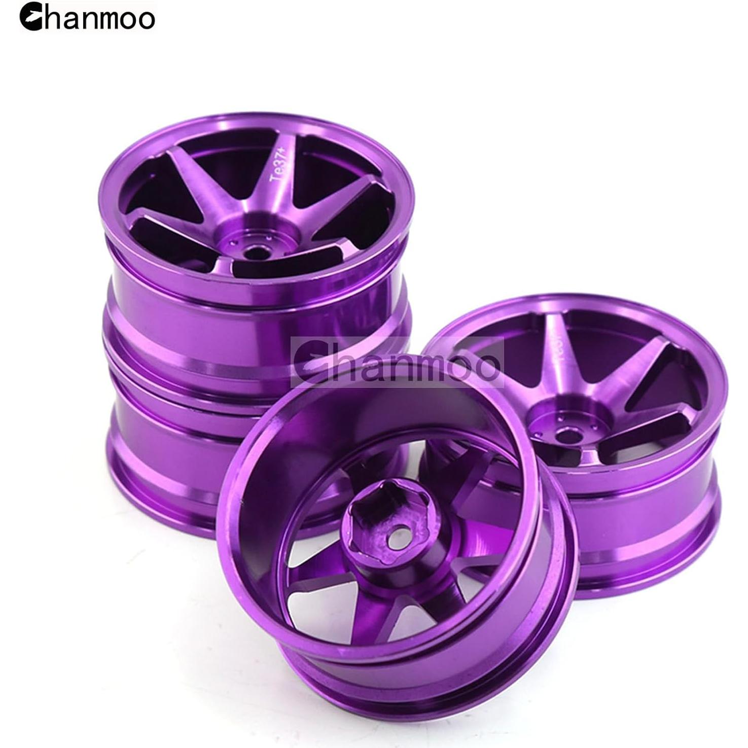 Ruedas de Coche RC 1/10 Chanmoo Aluminio 52mm 4PCS Púrpura