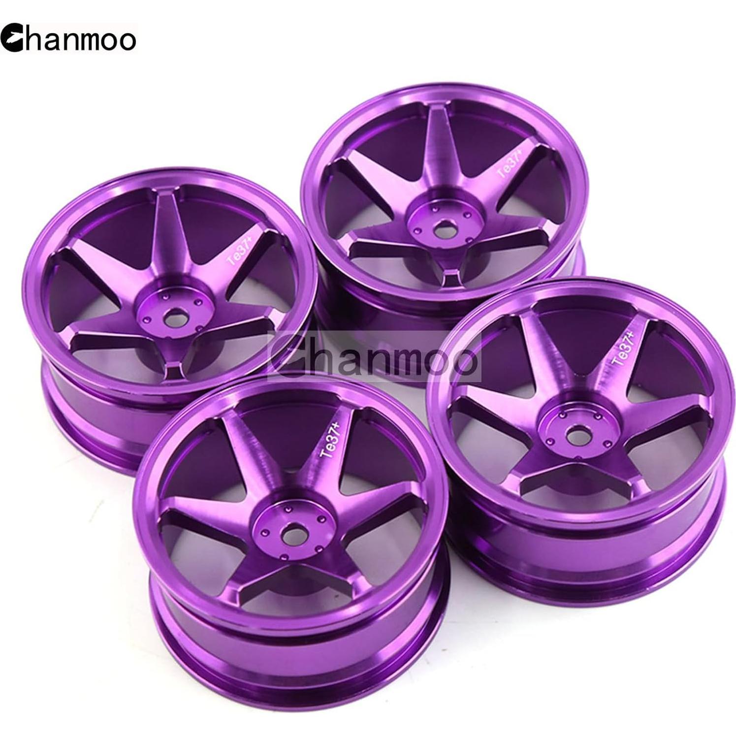 Ruedas de Coche RC 1/10 Chanmoo Aluminio 52mm 4PCS Púrpura