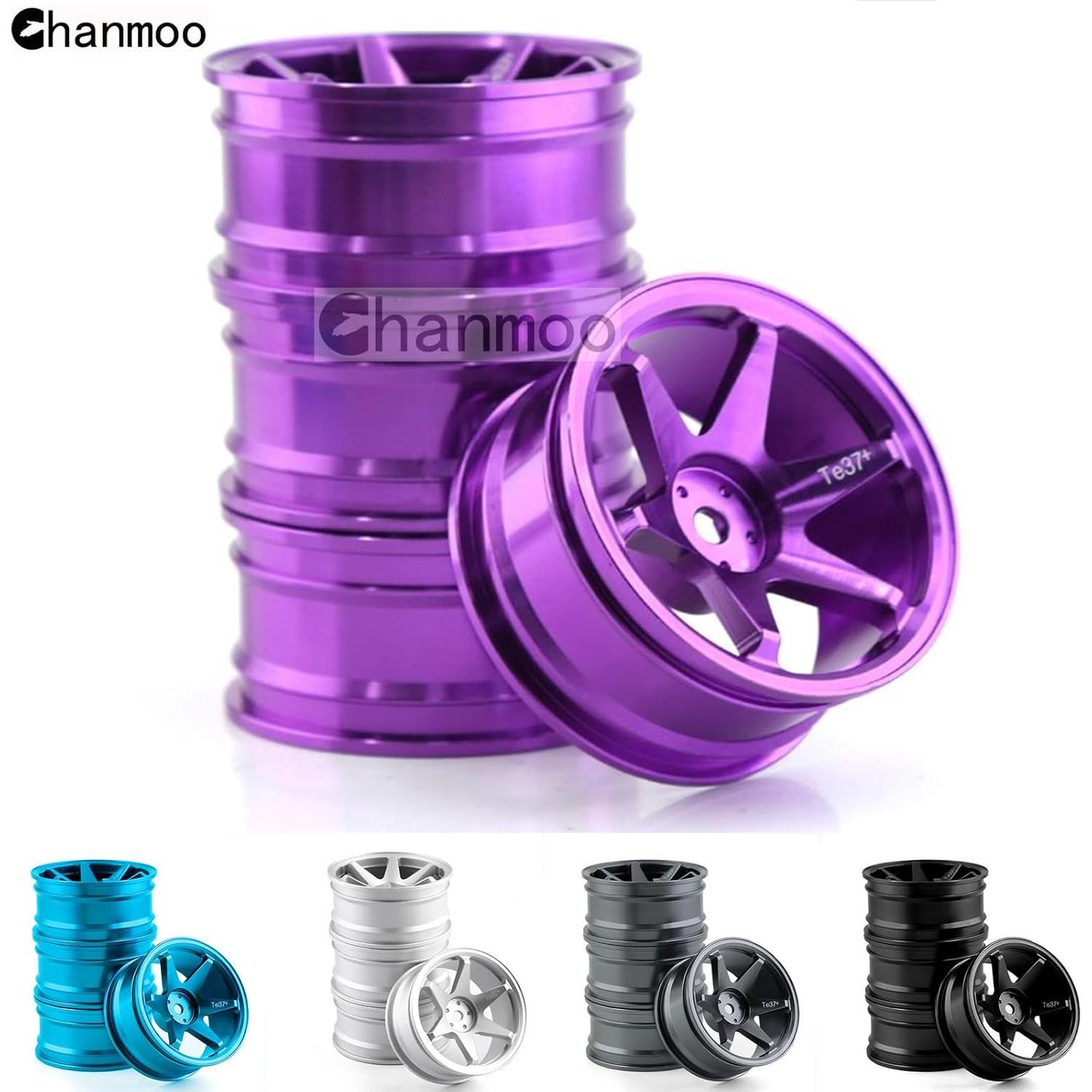 Ruedas de Coche RC 1/10 Chanmoo Aluminio 52mm 4PCS Púrpura