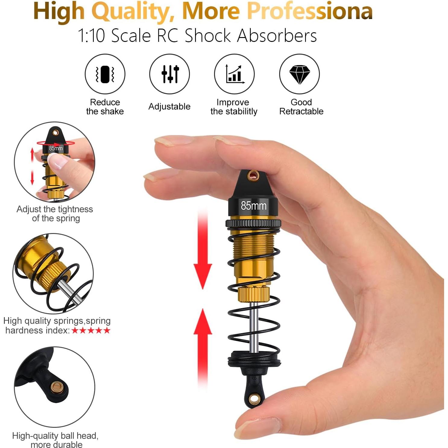 Juego de Amortiguadores RC 4Pcs Arrarown 85mm Delantero 95mm Trasero