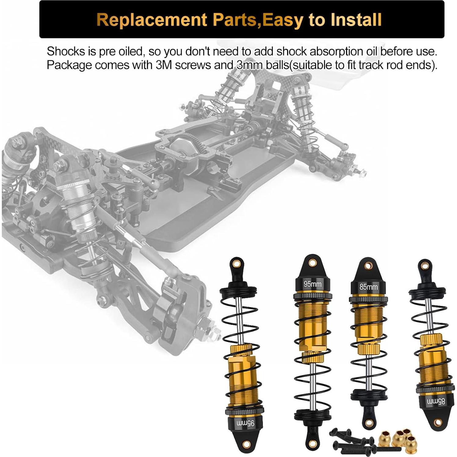 Juego de Amortiguadores RC 4Pcs Arrarown 85mm Delantero 95mm Trasero