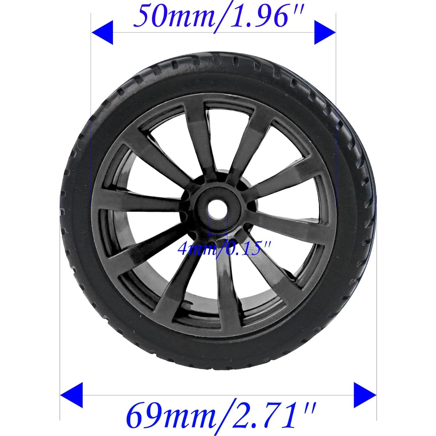 Ruedas de 10 Radios HIRCQOO 1/10 Neumáticos Goma 12 mm
