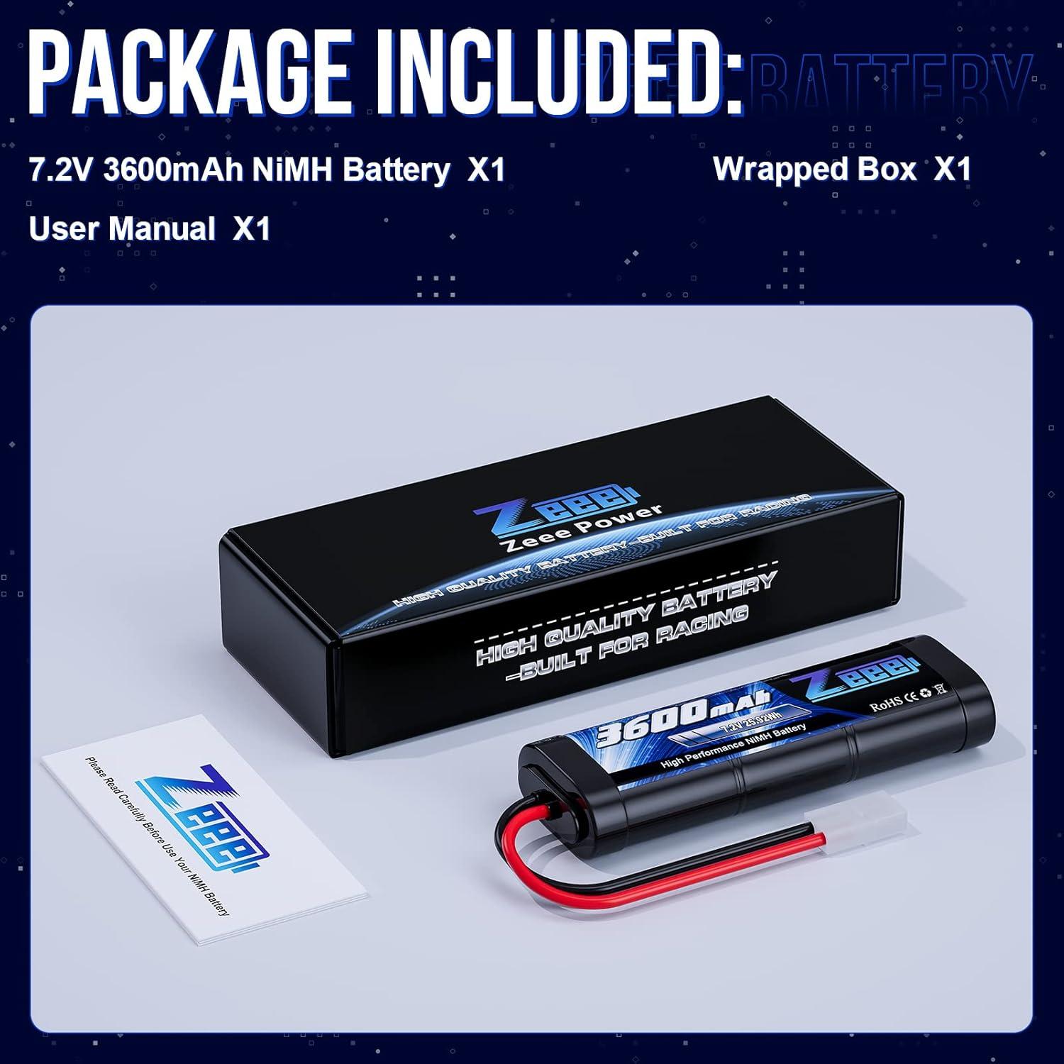 Batería NiMH Zeee 7.2V 3600mAh con Conector Tamiya para RC