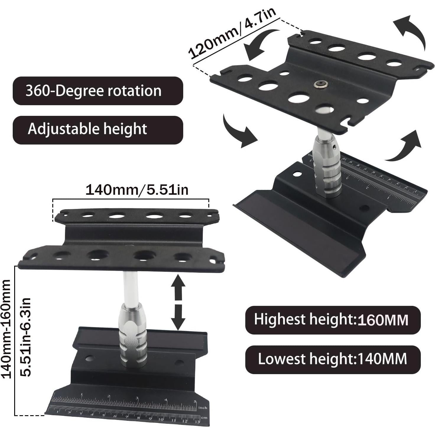 Soporte de Coche RC Ajustable 360° Aluminio Negro Traxxas