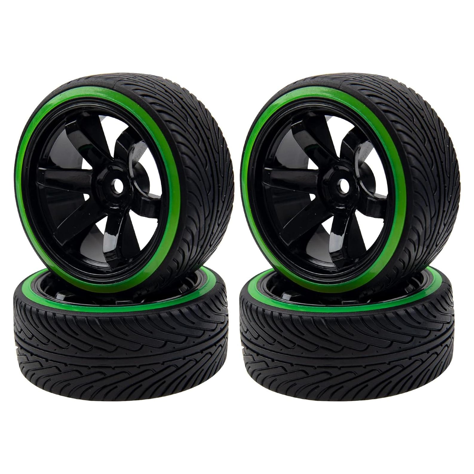 Neumáticos de Drift RC 1/10 HIRCQOO 64mm Verde y Negro