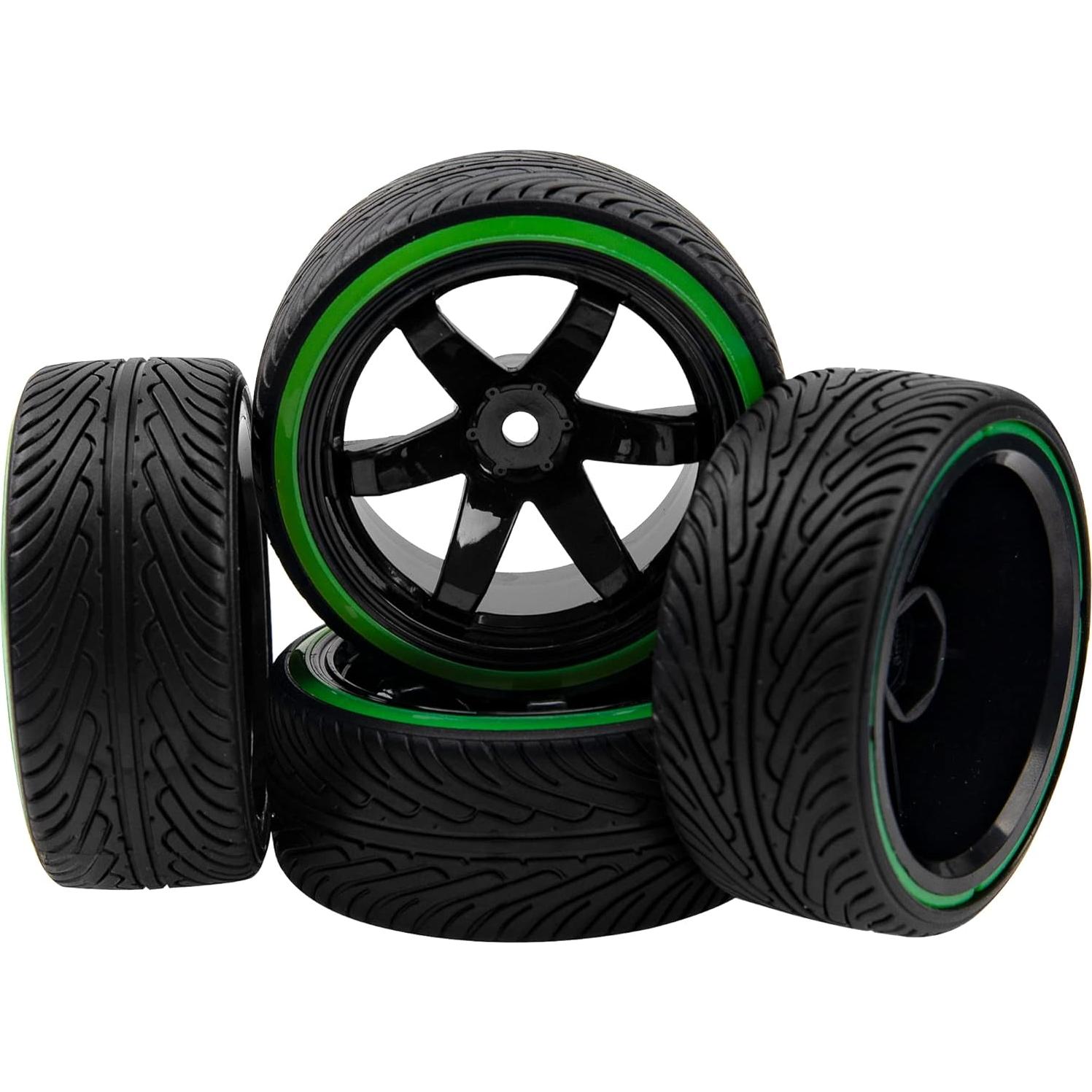 Neumáticos de Drift RC 1/10 HIRCQOO 64mm Verde y Negro