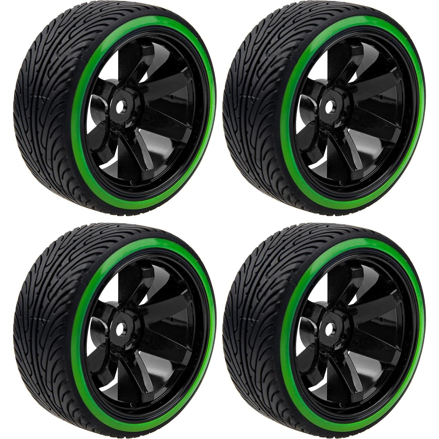 Neumáticos de Drift RC 1/10 HIRCQOO 64mm Verde y Negro