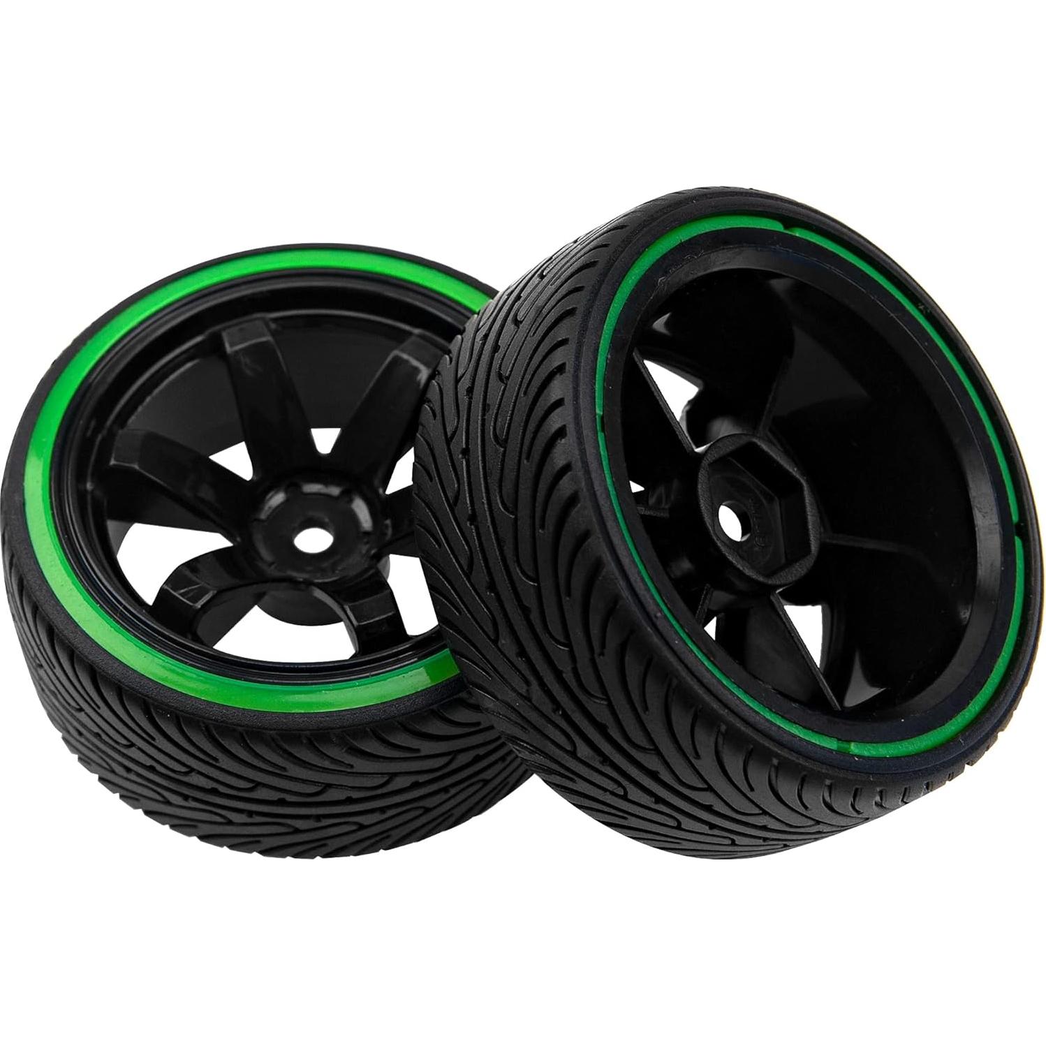 Neumáticos de Drift RC 1/10 HIRCQOO 64mm Verde y Negro