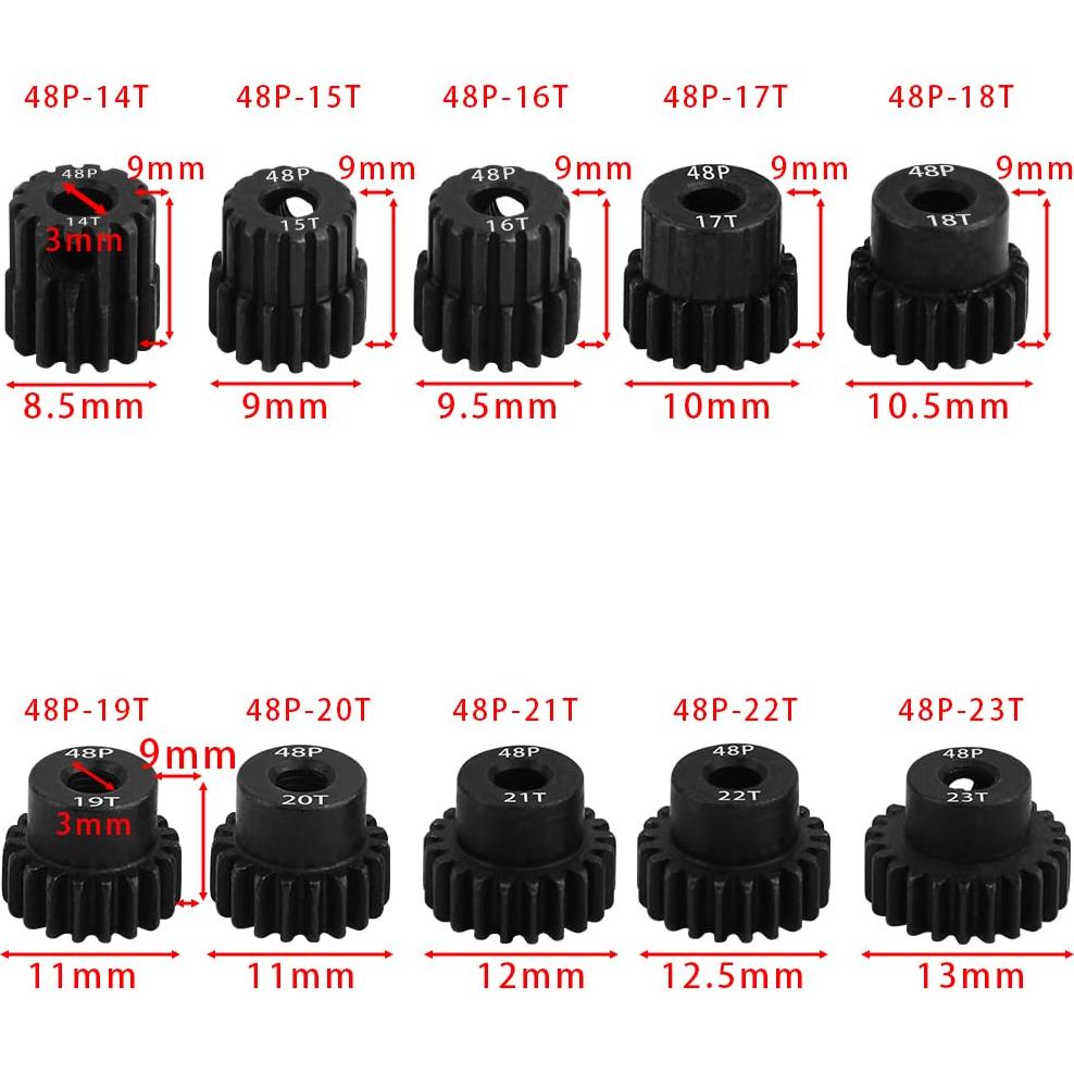 Engranaje de Motor Piñón de Acero Pothyes 48P 3.175mm 14T-23T