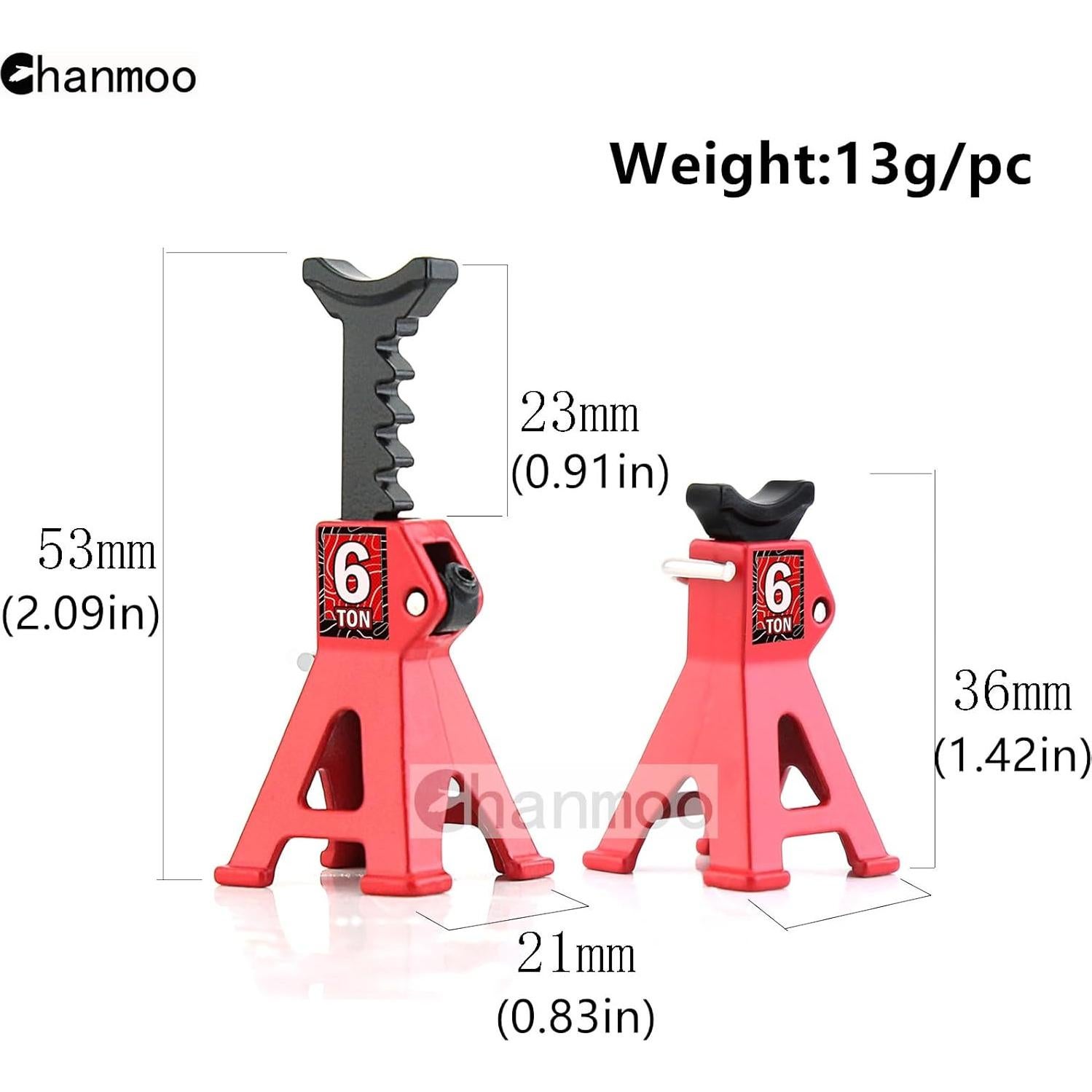 Soportes de Gato RC Chanmoo 1:18 1:24 Metal 6 Toneladas Rojo