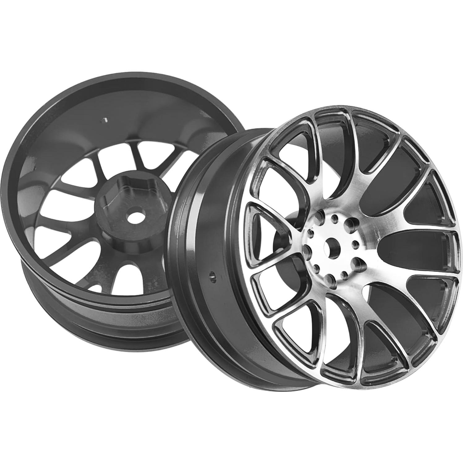 4 Llantas de Metal 12mm HIRCQOO para Coche RC 1/10 - Negro