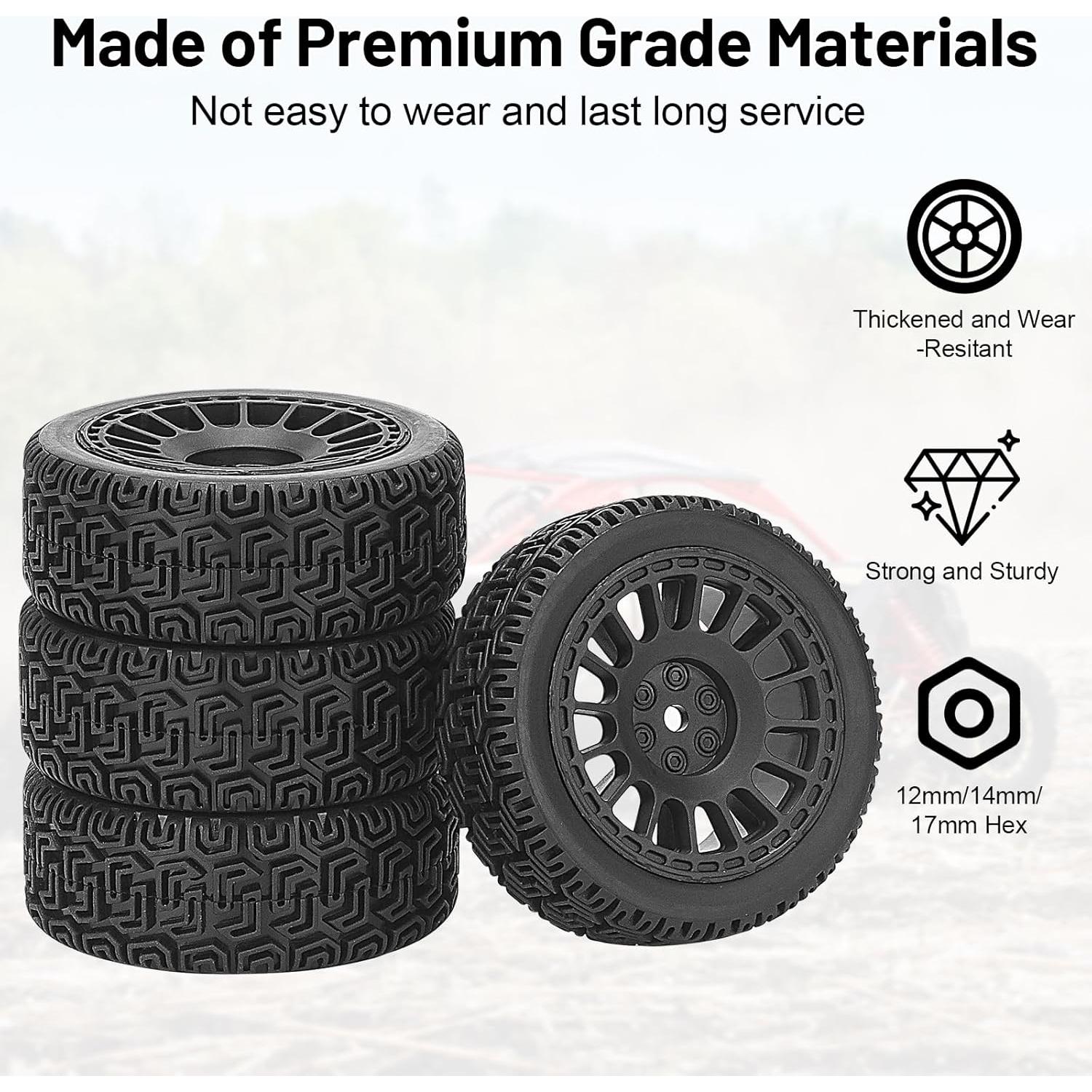 Neumáticos y Ruedas RC 1/10 Daitoku 12mm Negro - Compatibles Tamiya