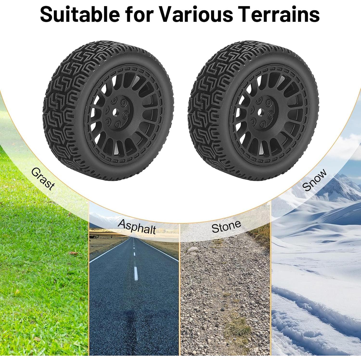 Neumáticos y Ruedas RC 1/10 Daitoku 12mm Negro - Compatibles Tamiya