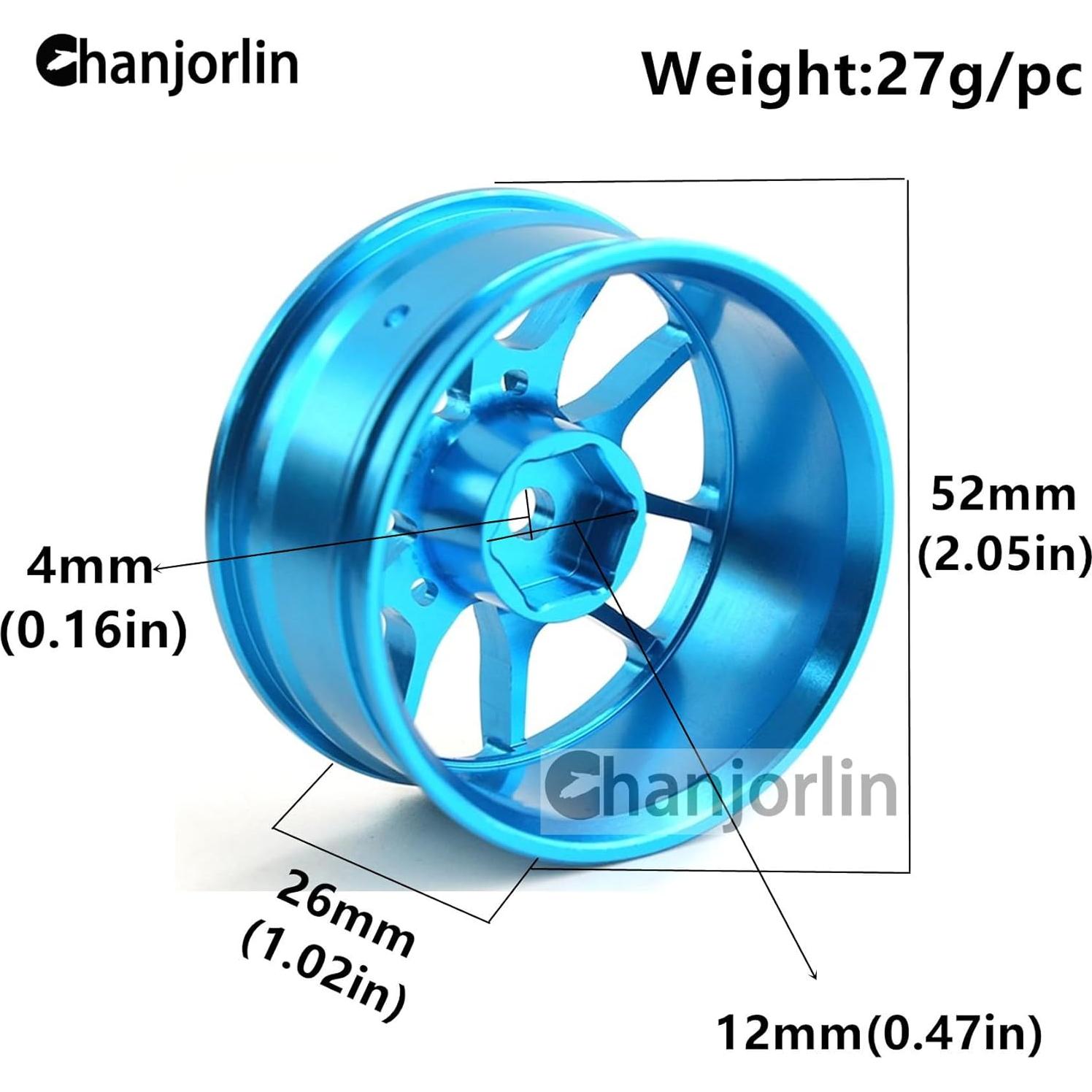 Ruedas de Drift RC 1:10 Chanjorlin 52mm Aluminio 4PCS Negro