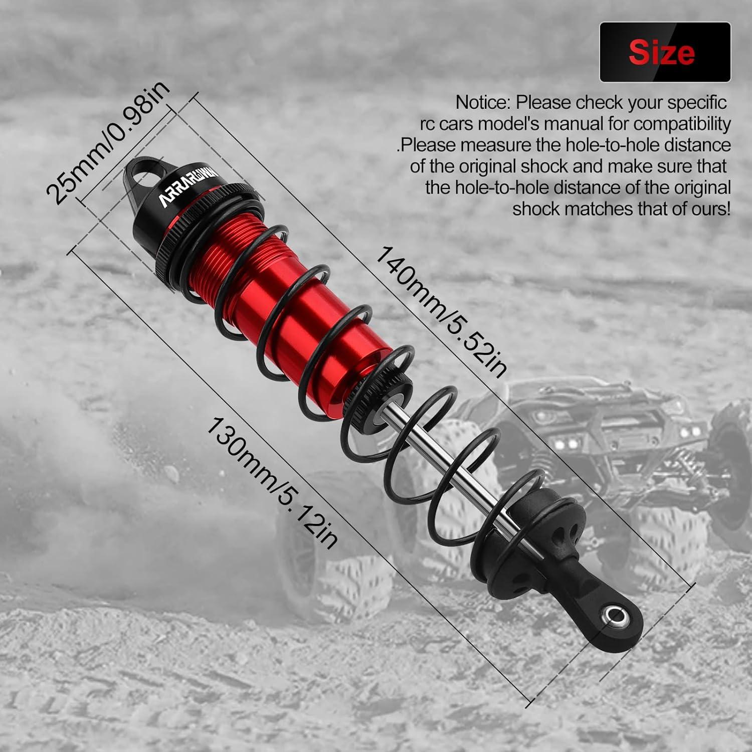 Amortiguadores Traseros RC 4PCS 130mm ARRAROWN Ajustables