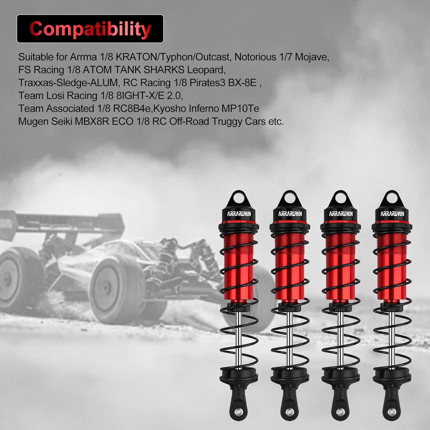 Amortiguadores Traseros RC 4PCS 130mm ARRAROWN Ajustables