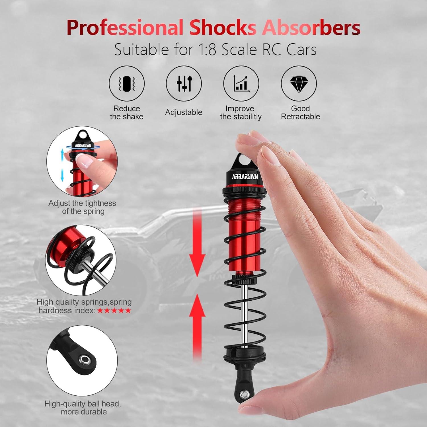 Amortiguadores Traseros RC 4PCS 130mm ARRAROWN Ajustables