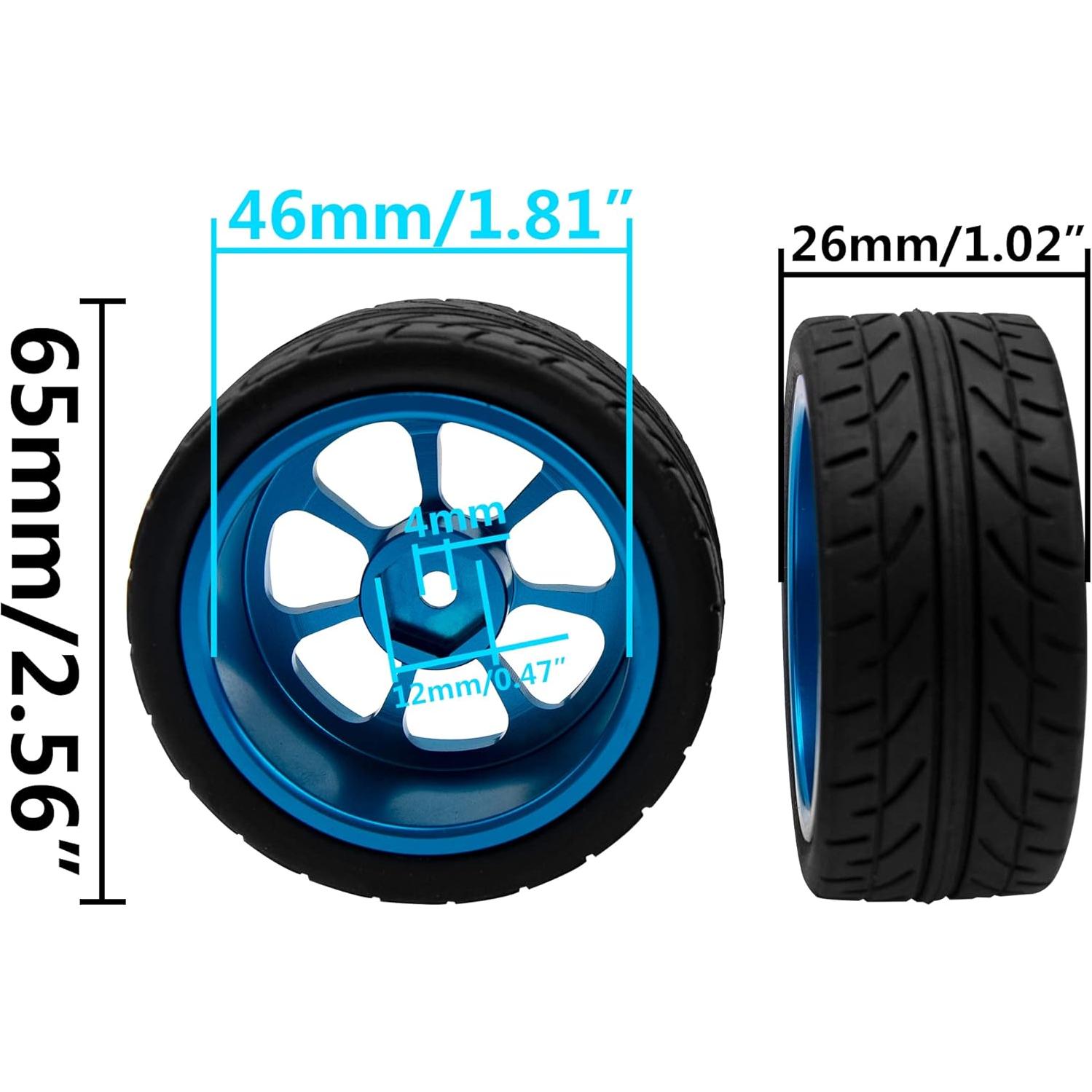 Aros de Rueda 12mm HIRCQOO con Neumáticos 65mm para RC