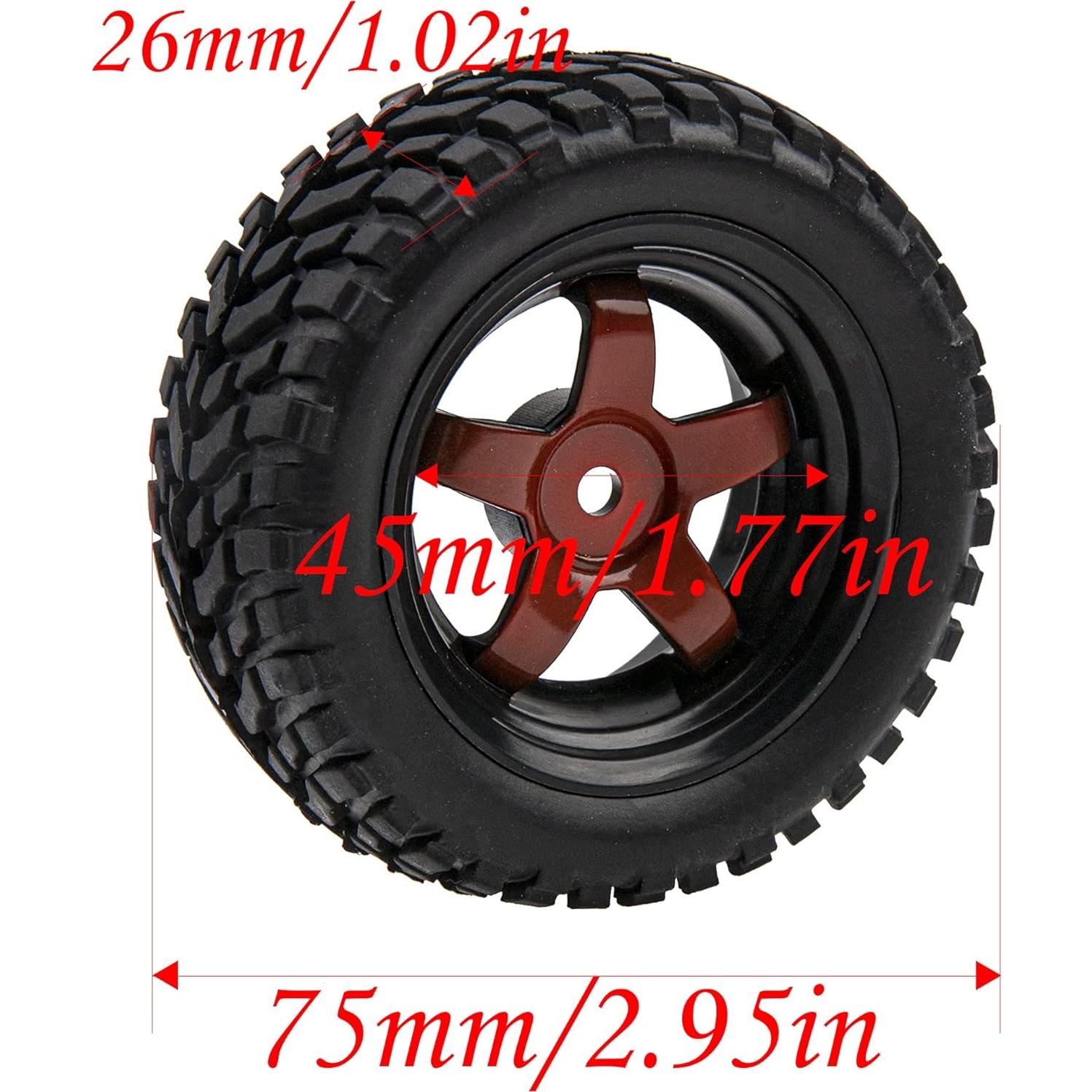 Neumáticos de goma 75mm y llantas plásticas 12mm HIRCQOO