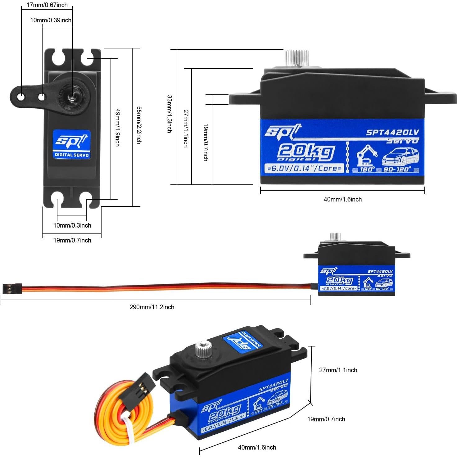 Servo Digital 20kg WOAEIUOS Bajo Perfil 25T Metal 1/10 RC