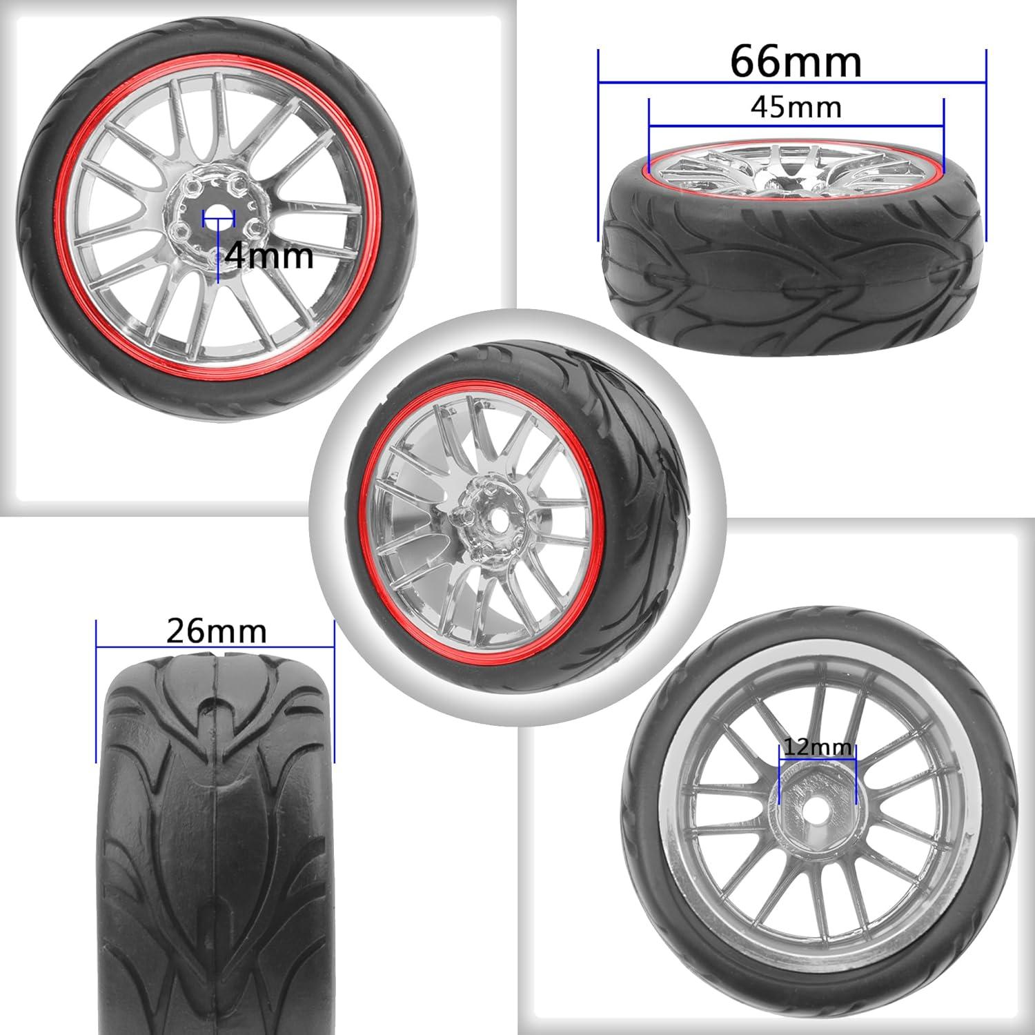 Llantas y Neumáticos RC 1/10 ShareGoo 66mm 14-Habitos Rojo