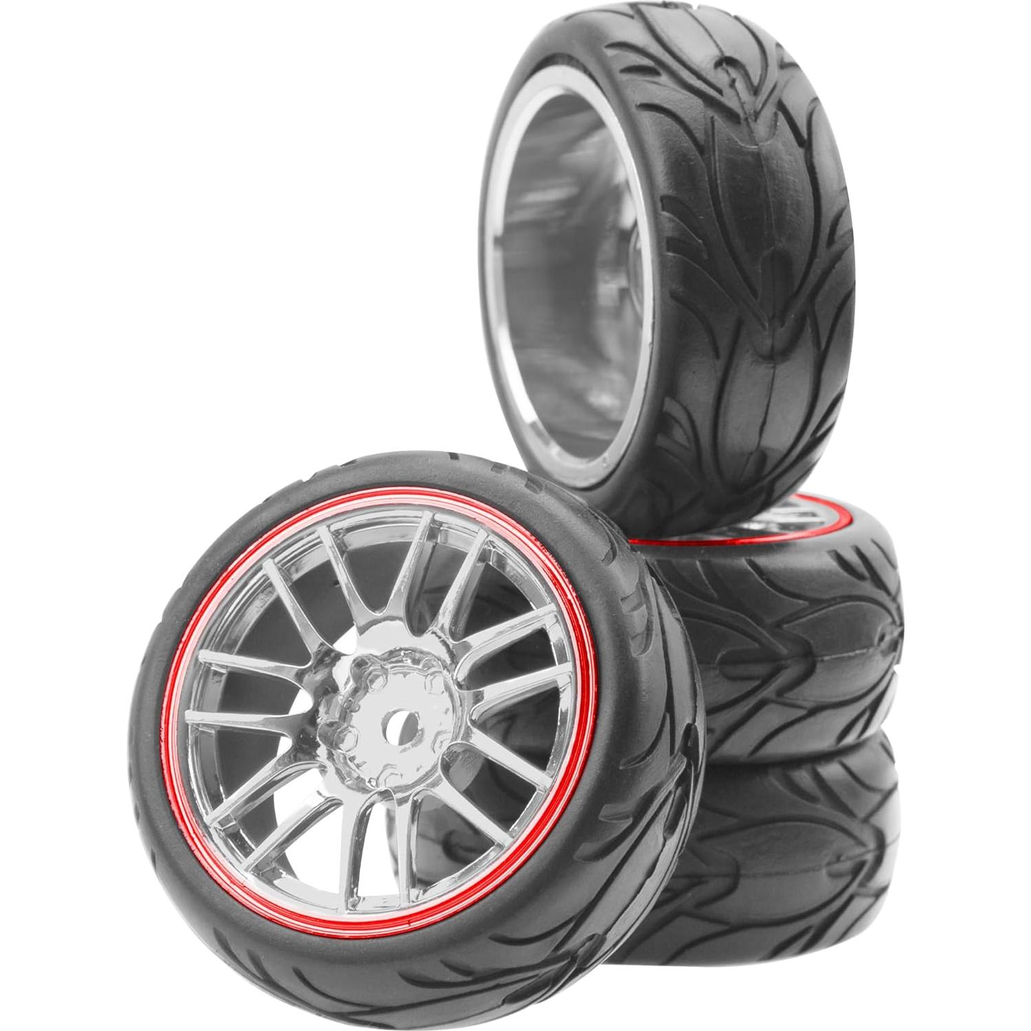 Llantas y Neumáticos RC 1/10 ShareGoo 66mm 14-Habitos Rojo