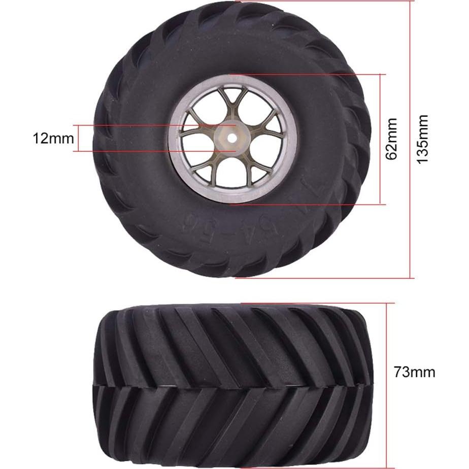 Juego de Ruedas y Neumáticos RC 1/10 WONFAST 135mm Rojo