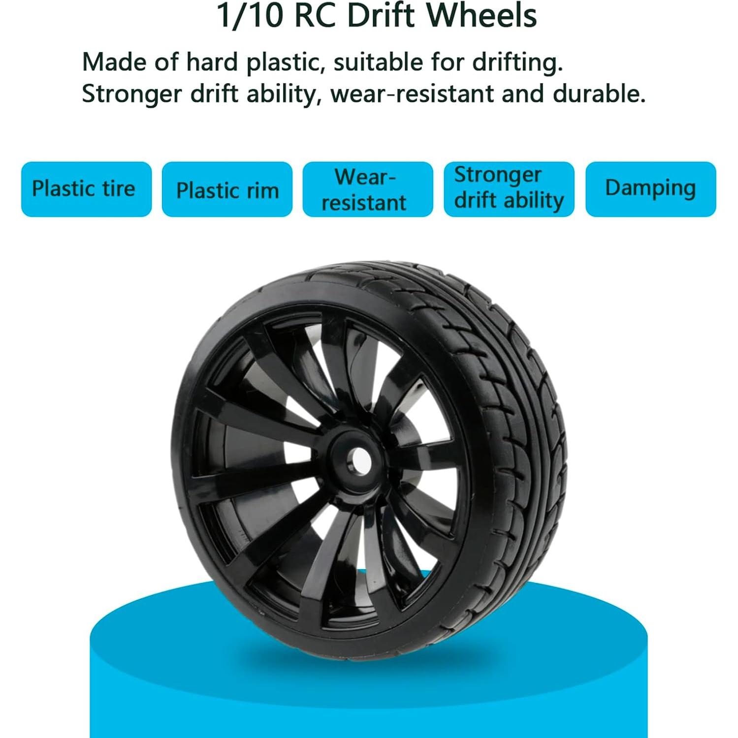 4 Ruedas y Neumáticos Drift 1/10 Rchobbytop 62mm 12mm Hex