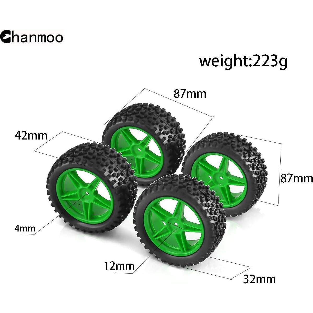 Juego de Neumáticos Off Road RC 1:10 Chanmoo 87mm 4PCS Rojo