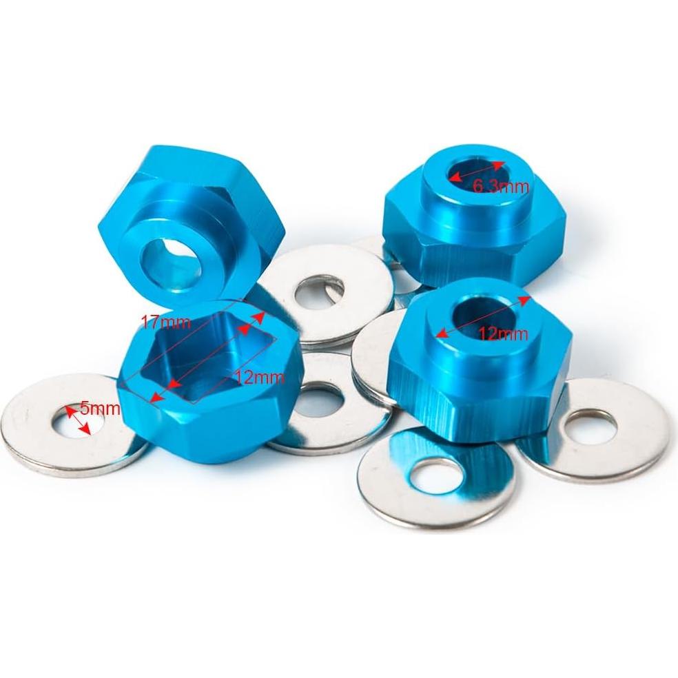 Adaptador de Rueda 12mm a 17mm JGGZONE para RC 1/10 Azul