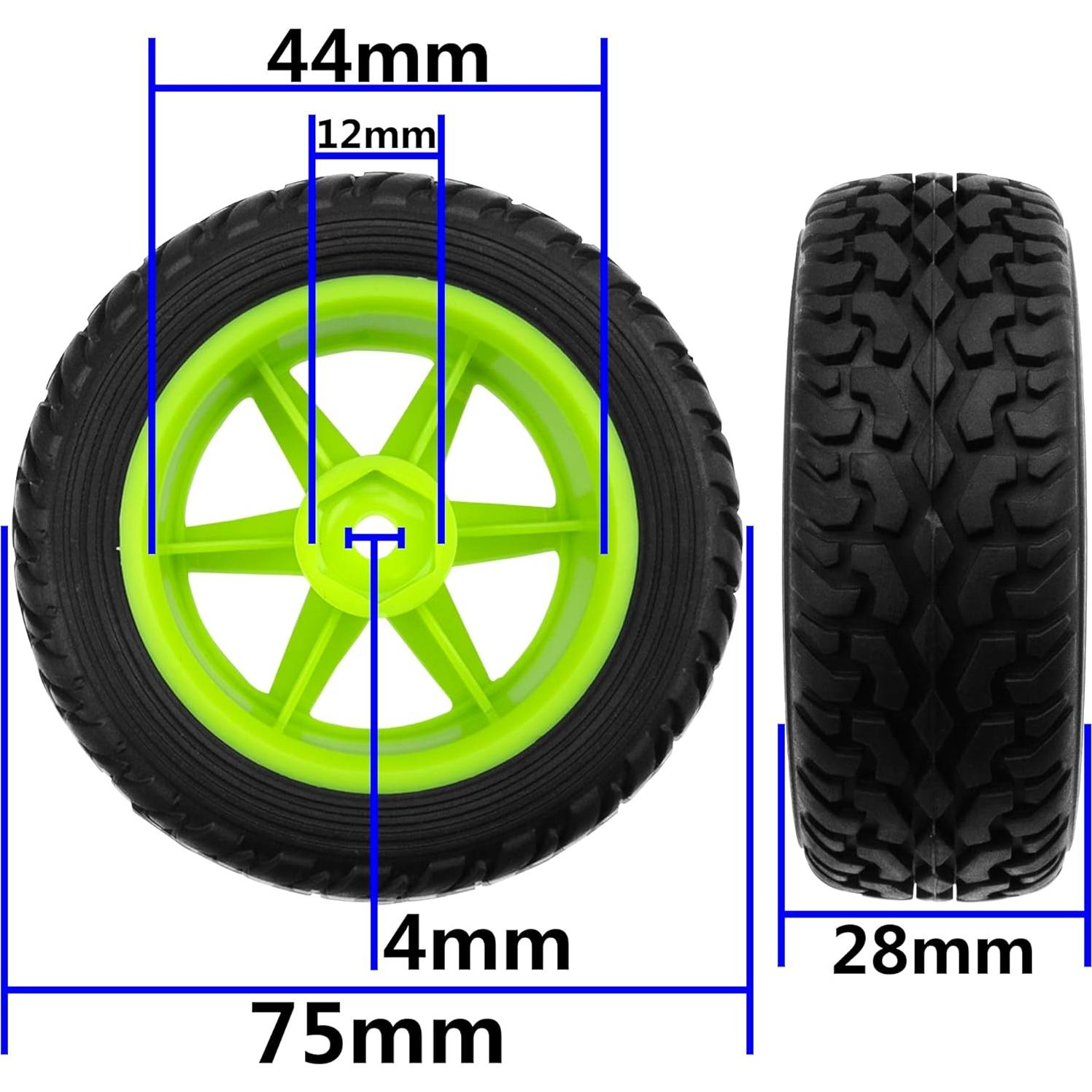 Neumáticos de goma 75mm con llantas plásticas HIRCQOO RC