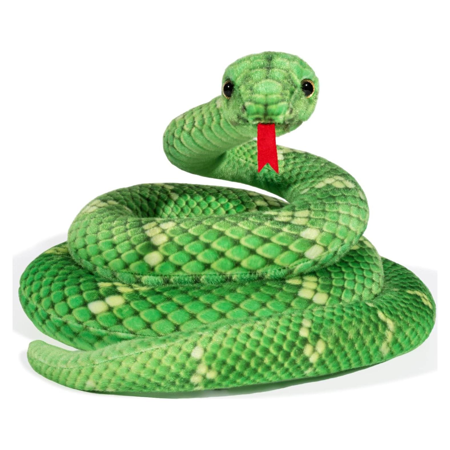 Peluche de Serpiente Gigante MGZTTHW 70 cm Verde Realista