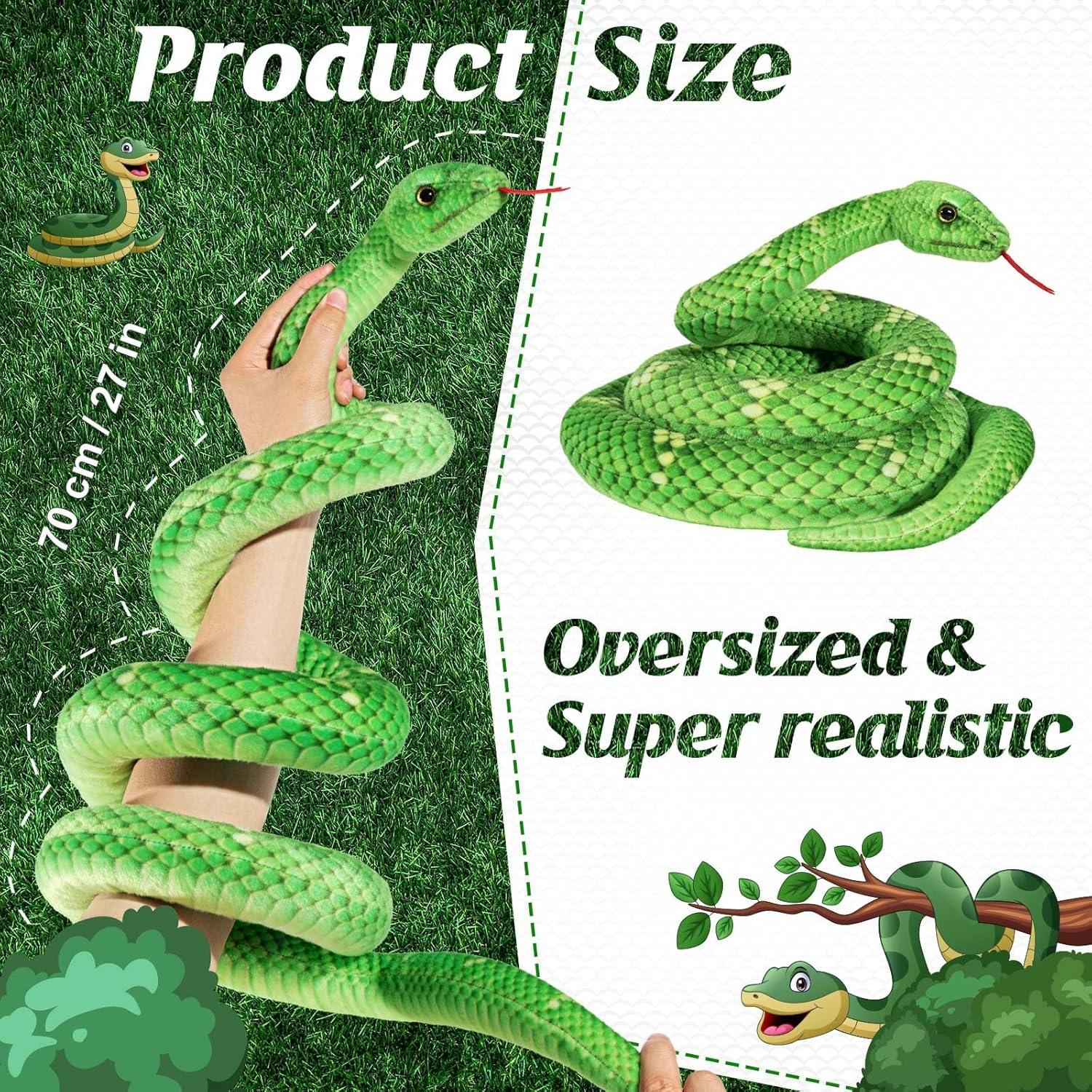 Peluche de Serpiente Gigante MGZTTHW 70 cm Verde Realista