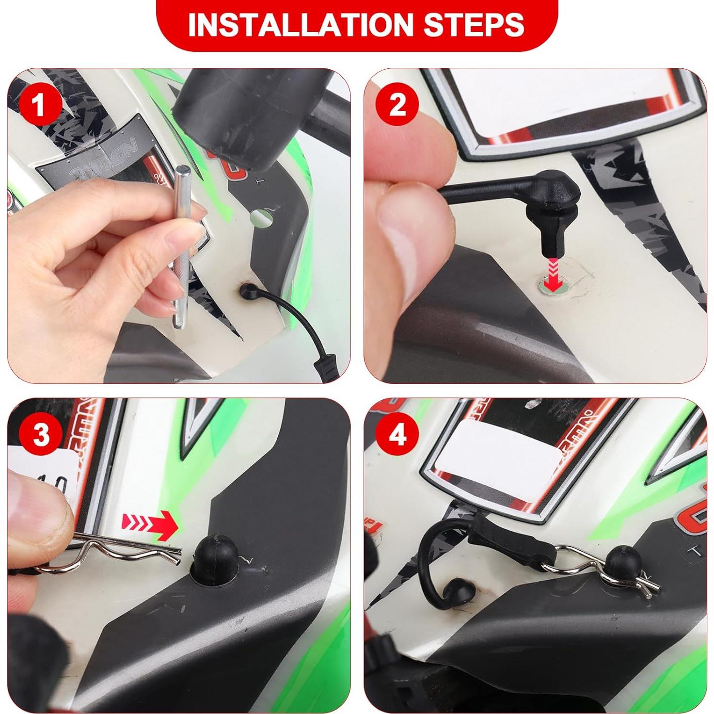 10 Clips de Carro RC AllinRC 1.4mm con Tiradores y Perforador