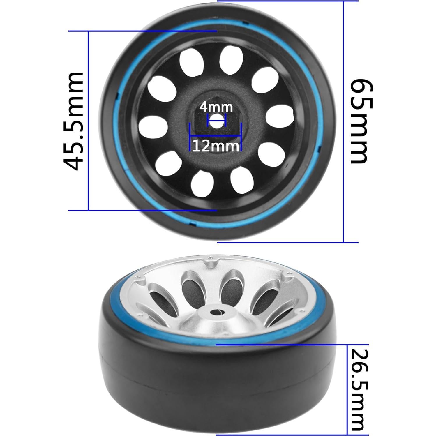 Neumáticos de Drift RC 1/10 HIRCQOO 4 Piezas 65mm