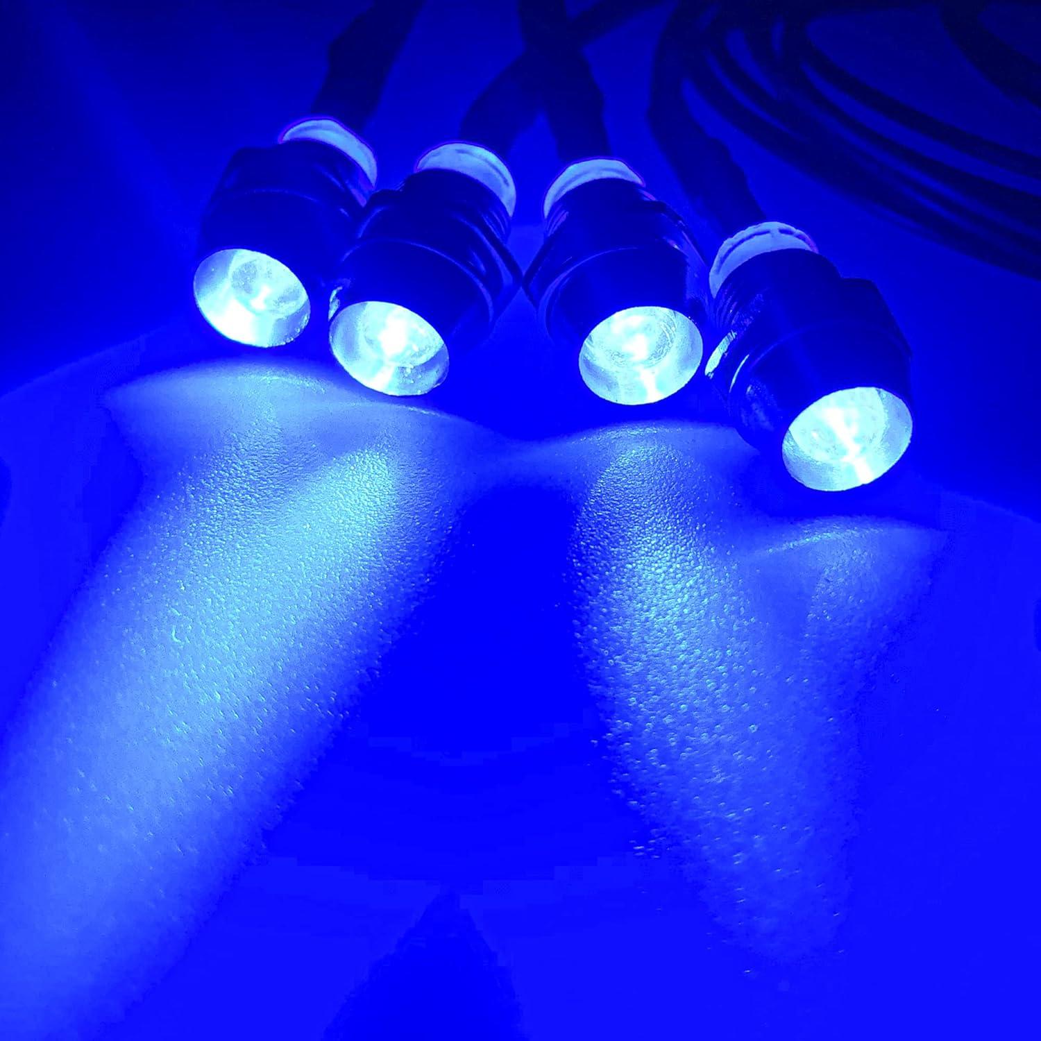 2 Faros LED Universales HIRCQOO 4LED Azul para Coche RC