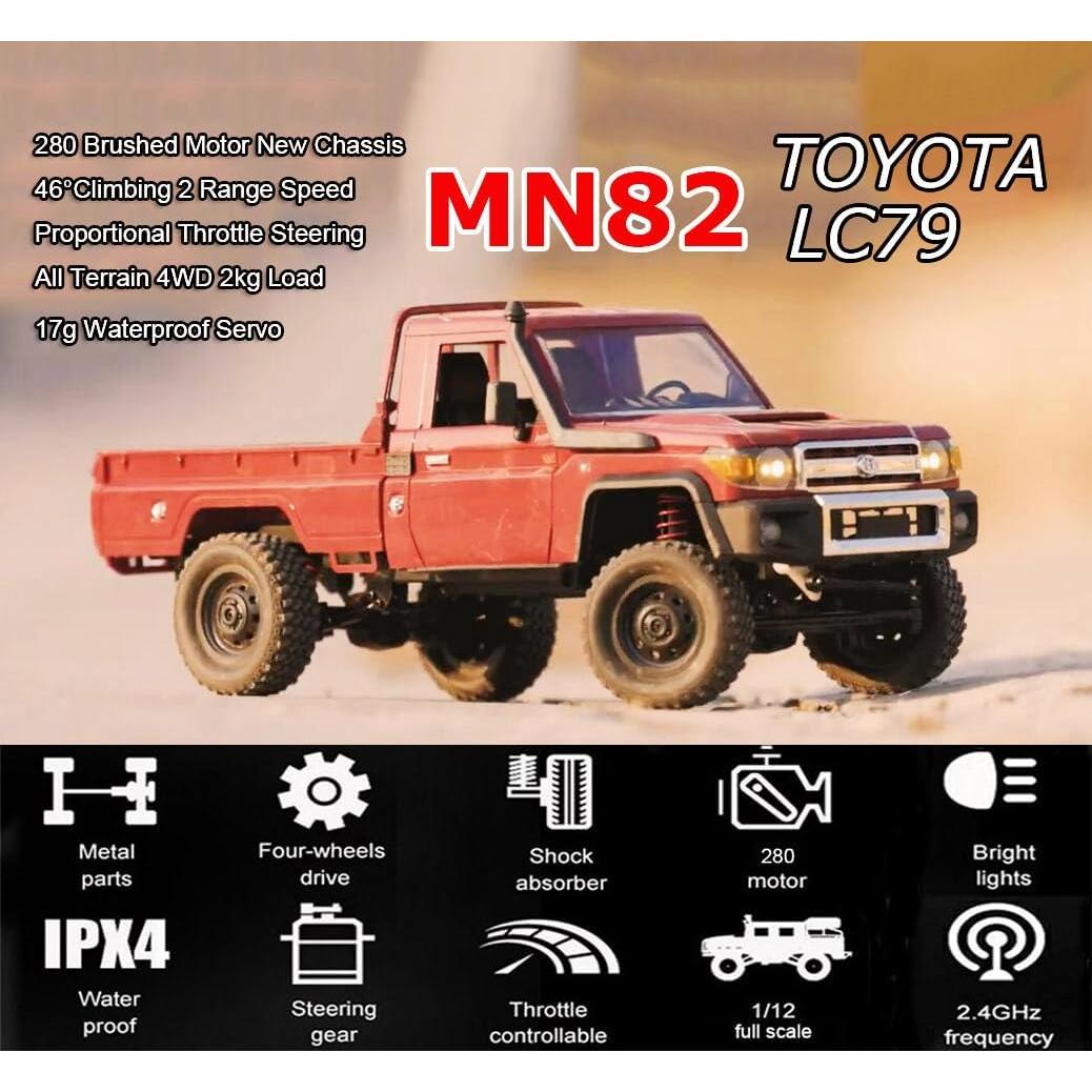 Camión RC 4x4 Toyota LC79 MN-82 Todo Terreno 1/12 Control Remoto