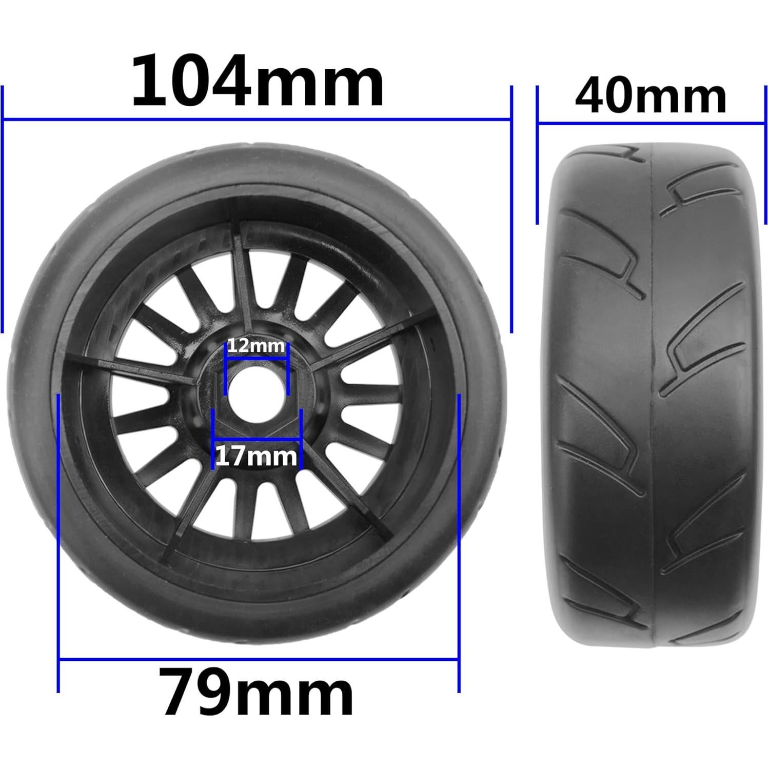 Paquete de 4 Ruedas y Neumáticos RC Vgoohobby 1/8 104mm