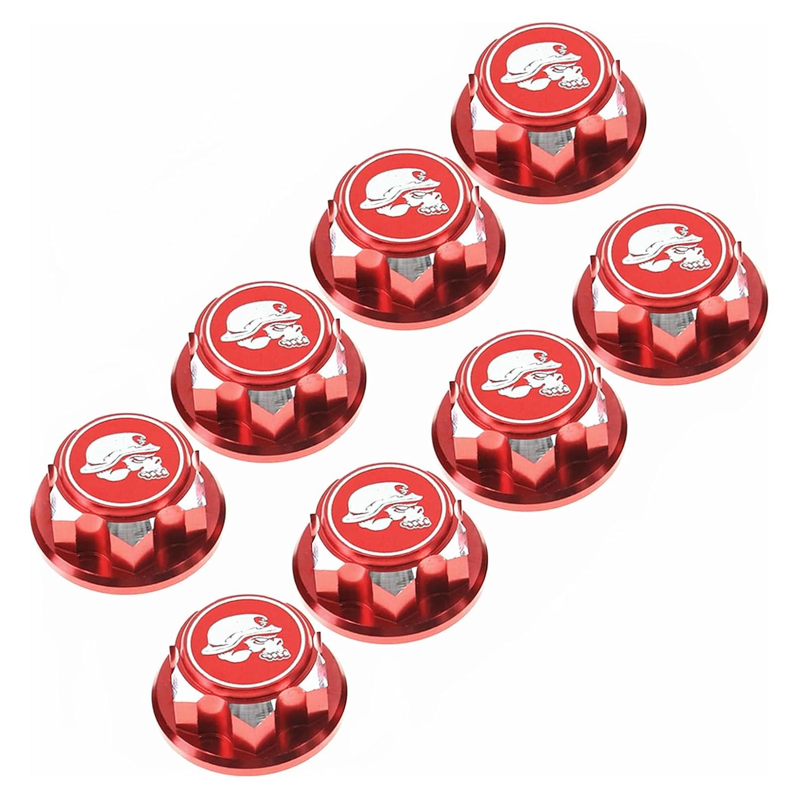 8 Tuercas de Rueda Hexagonales 17mm Aluminio RC Rojo